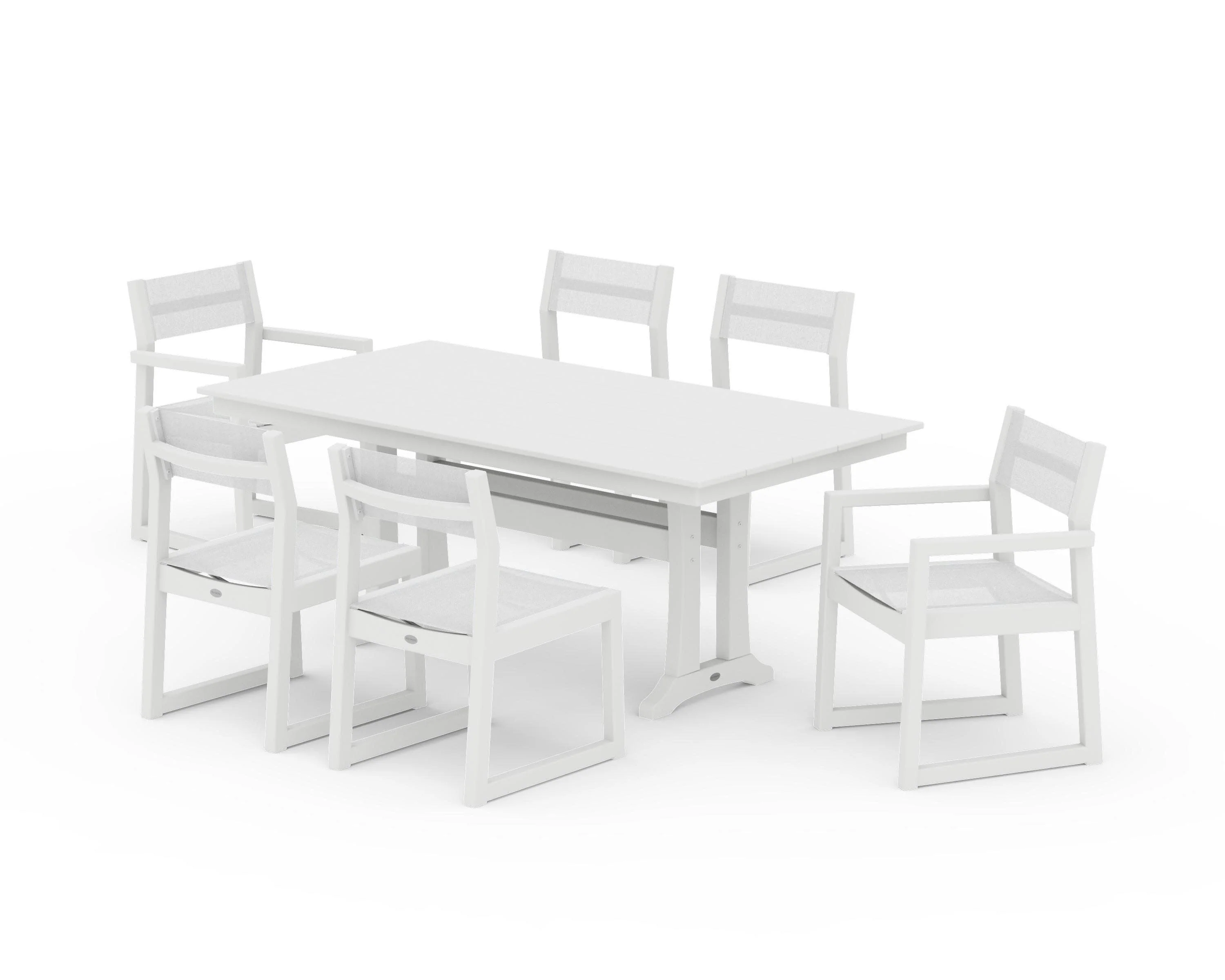 EDGE Sling 7-Piece Farmhouse Trestle Dining Set - Image 35