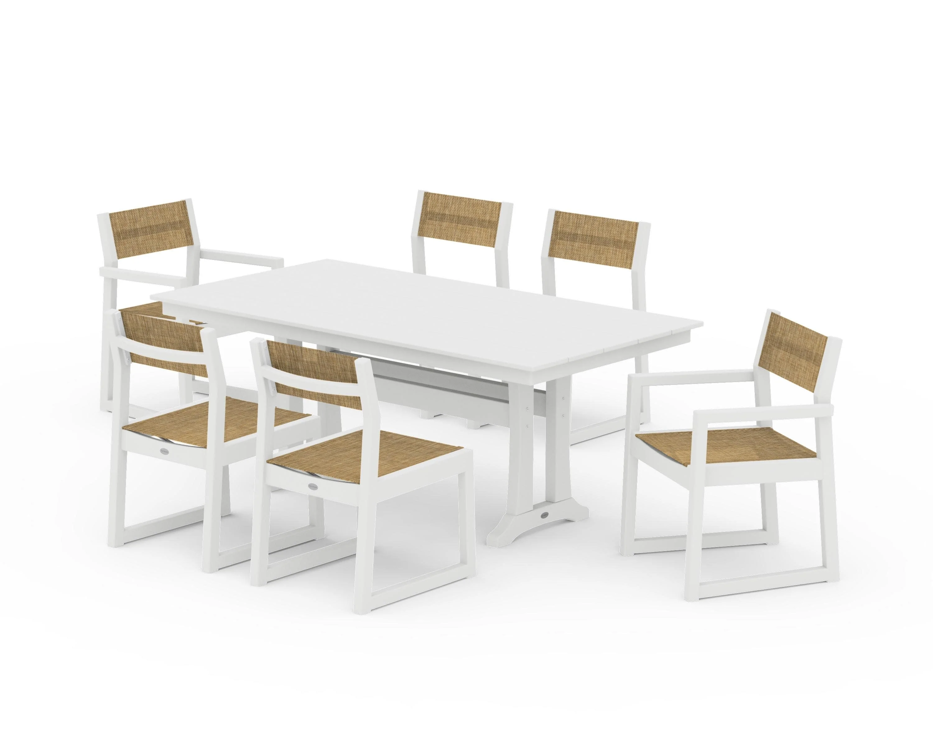 EDGE Sling 7-Piece Farmhouse Trestle Dining Set - Image 39