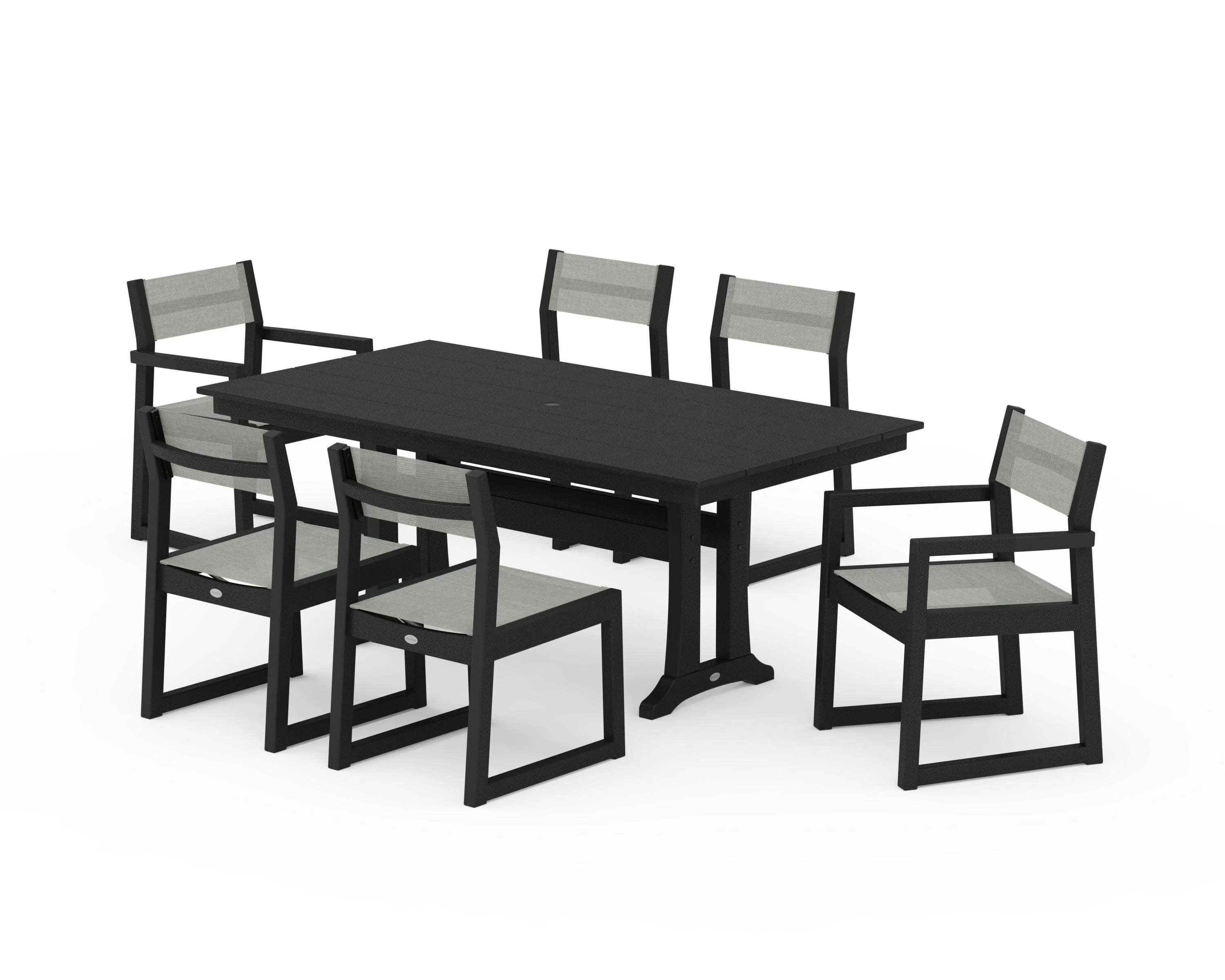 EDGE Sling 7-Piece Farmhouse Trestle Dining Set - Image 4