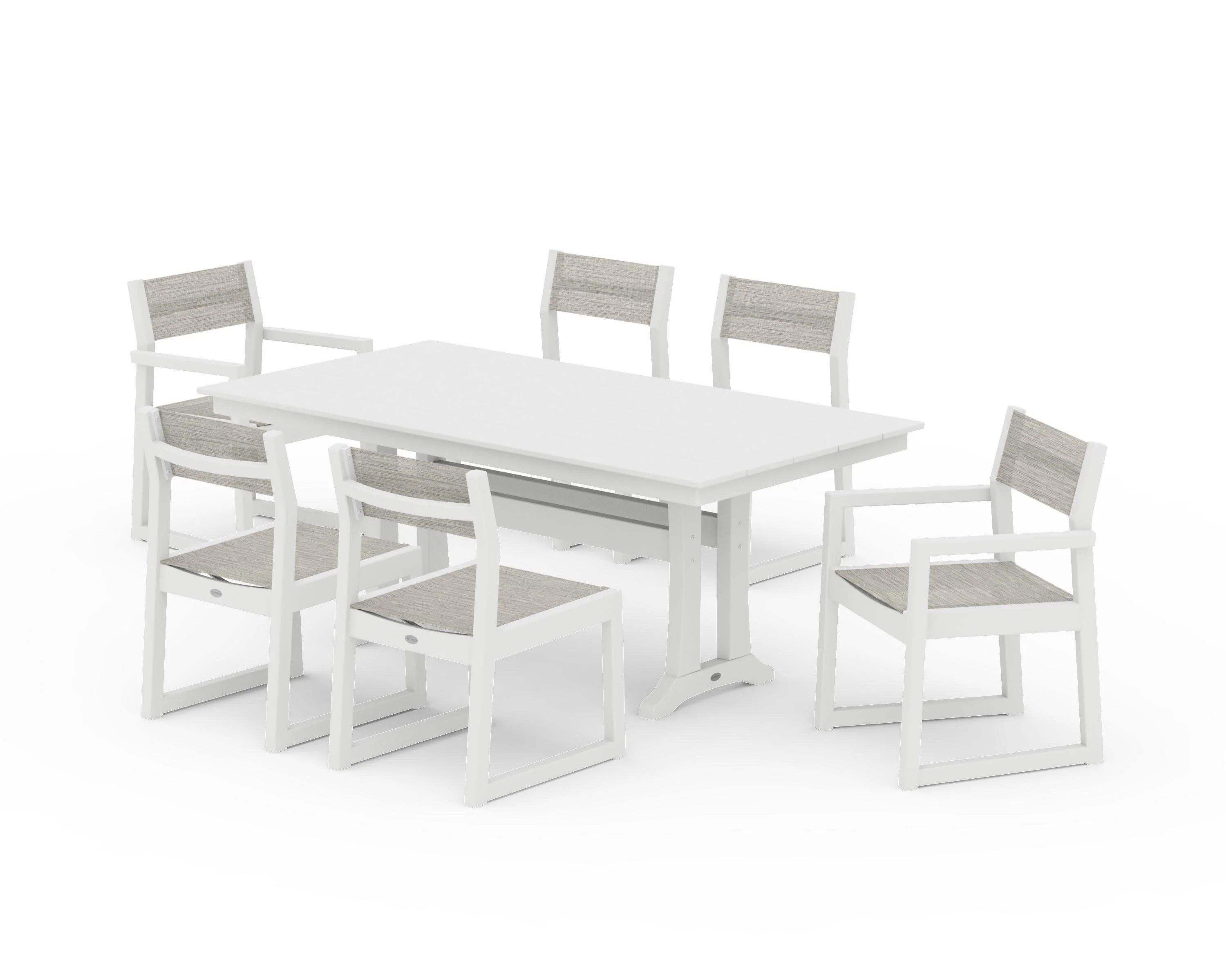 EDGE Sling 7-Piece Farmhouse Trestle Dining Set - Image 40