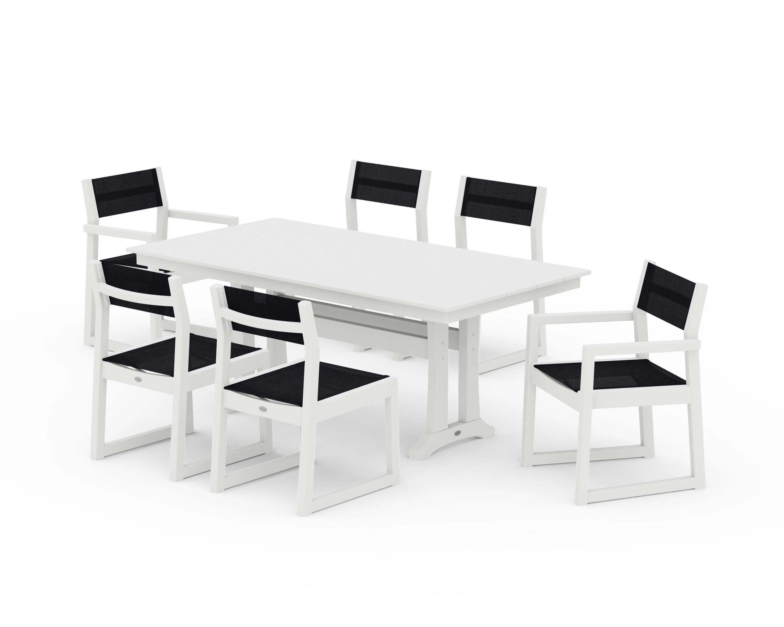 EDGE Sling 7-Piece Farmhouse Trestle Dining Set - Image 42