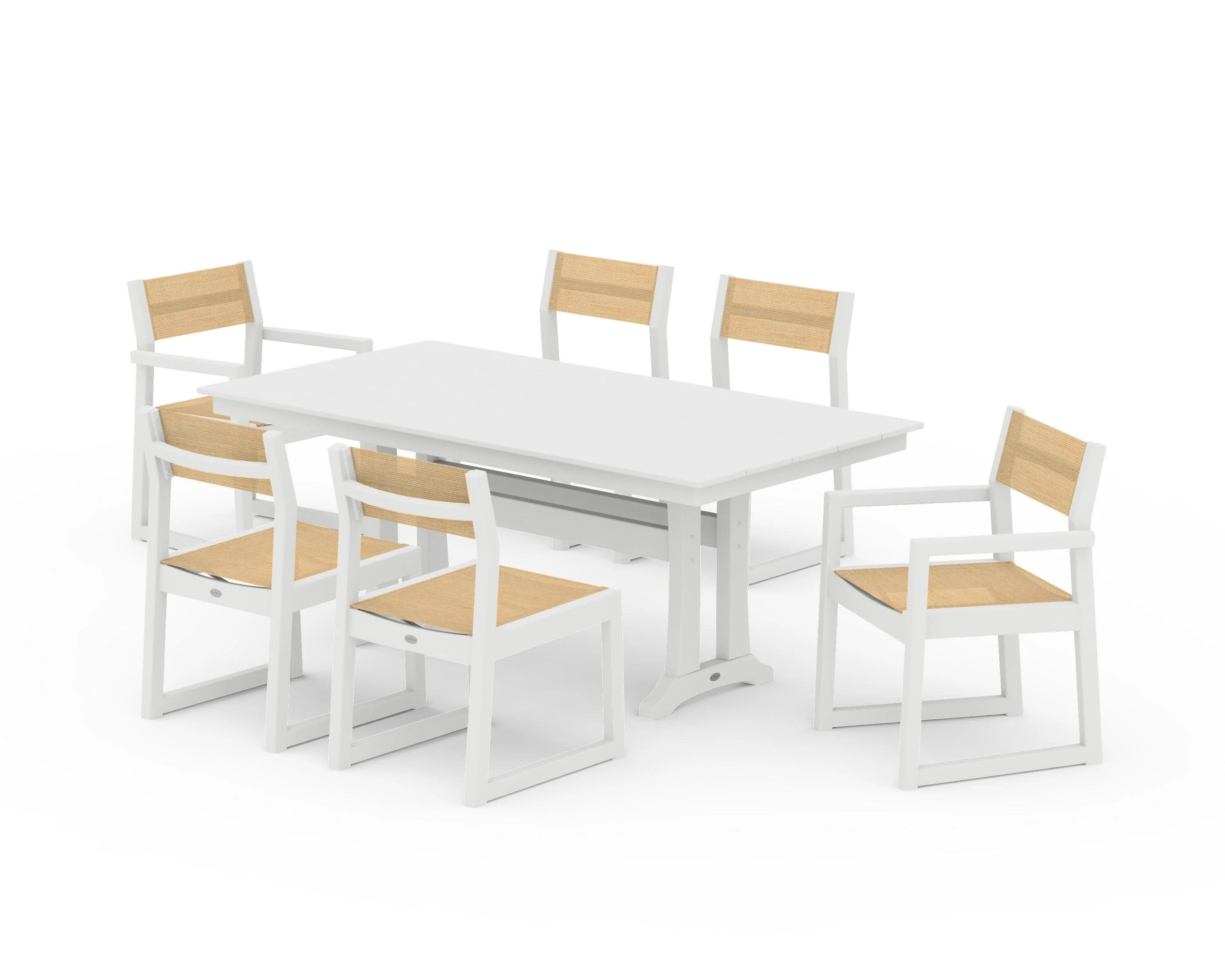 EDGE Sling 7-Piece Farmhouse Trestle Dining Set - Image 43
