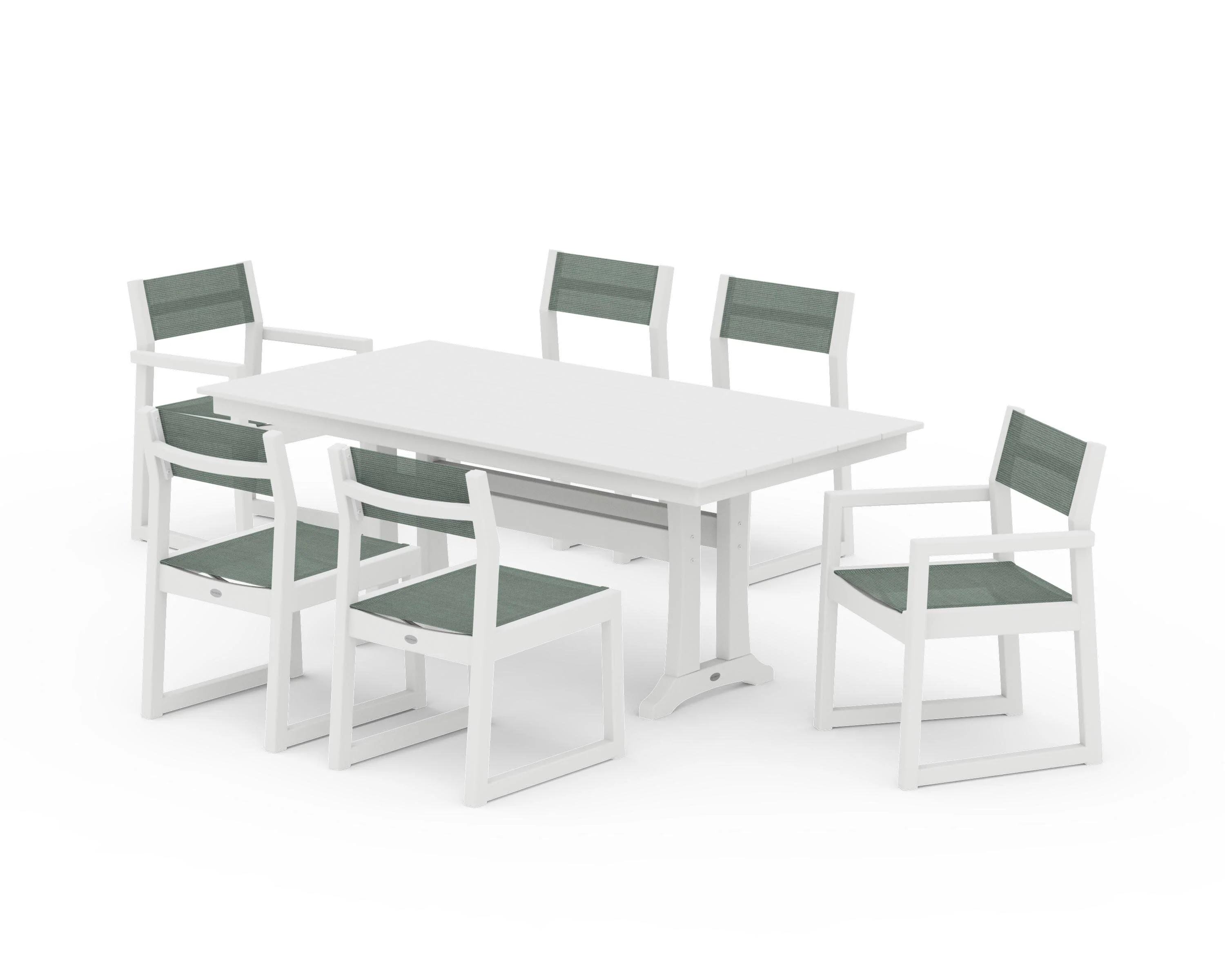 EDGE Sling 7-Piece Farmhouse Trestle Dining Set - Image 44