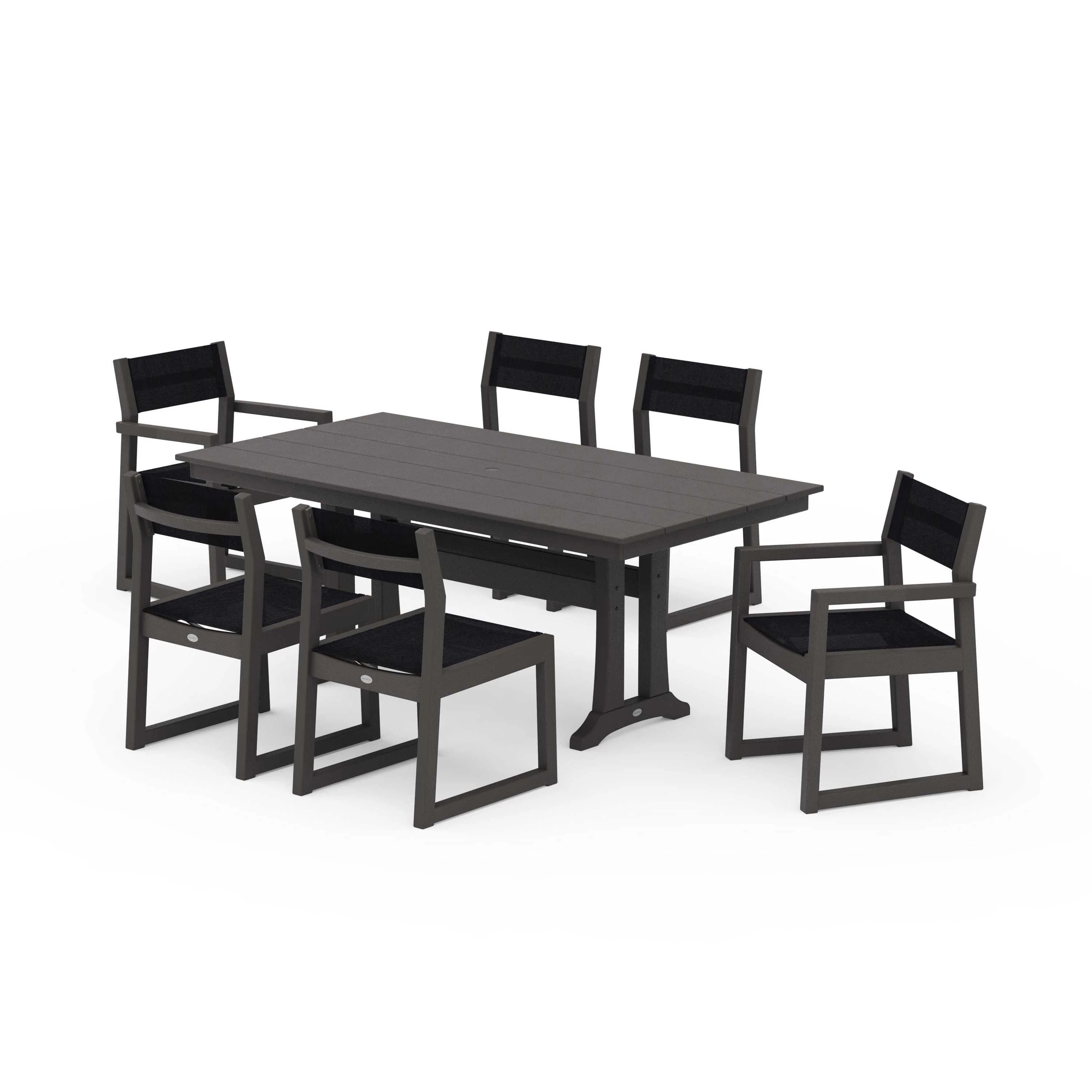 EDGE Sling 7-Piece Farmhouse Trestle Dining Set - Image 47