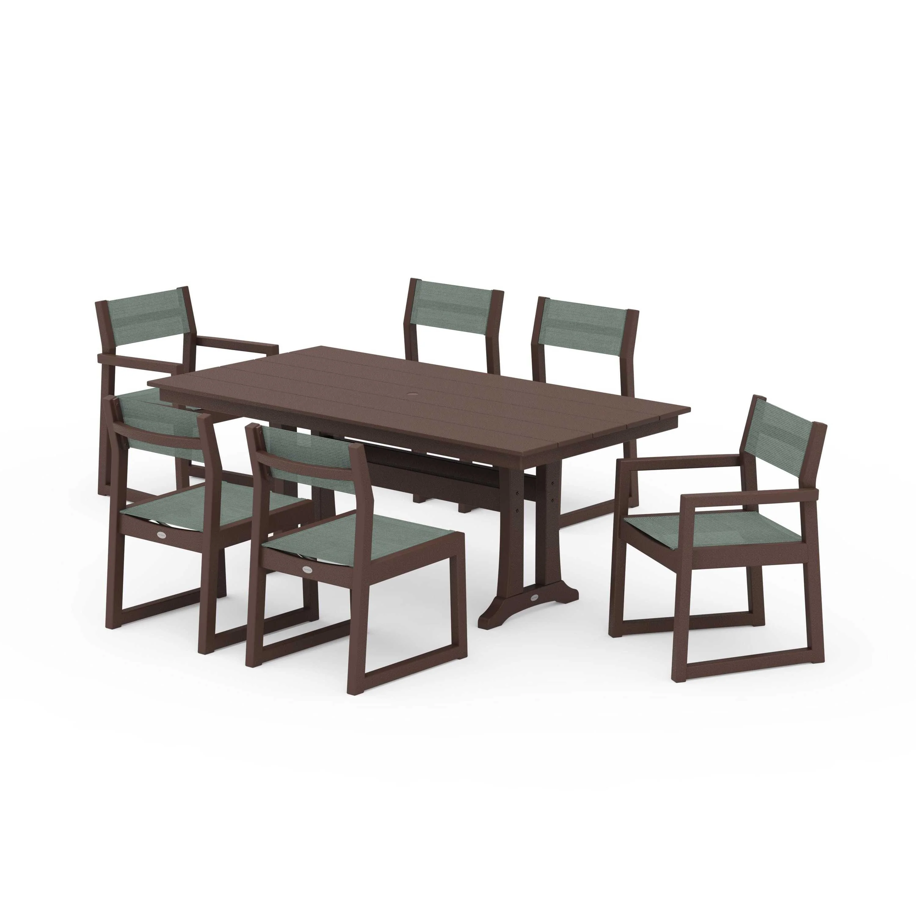 EDGE Sling 7-Piece Farmhouse Trestle Dining Set - Image 51