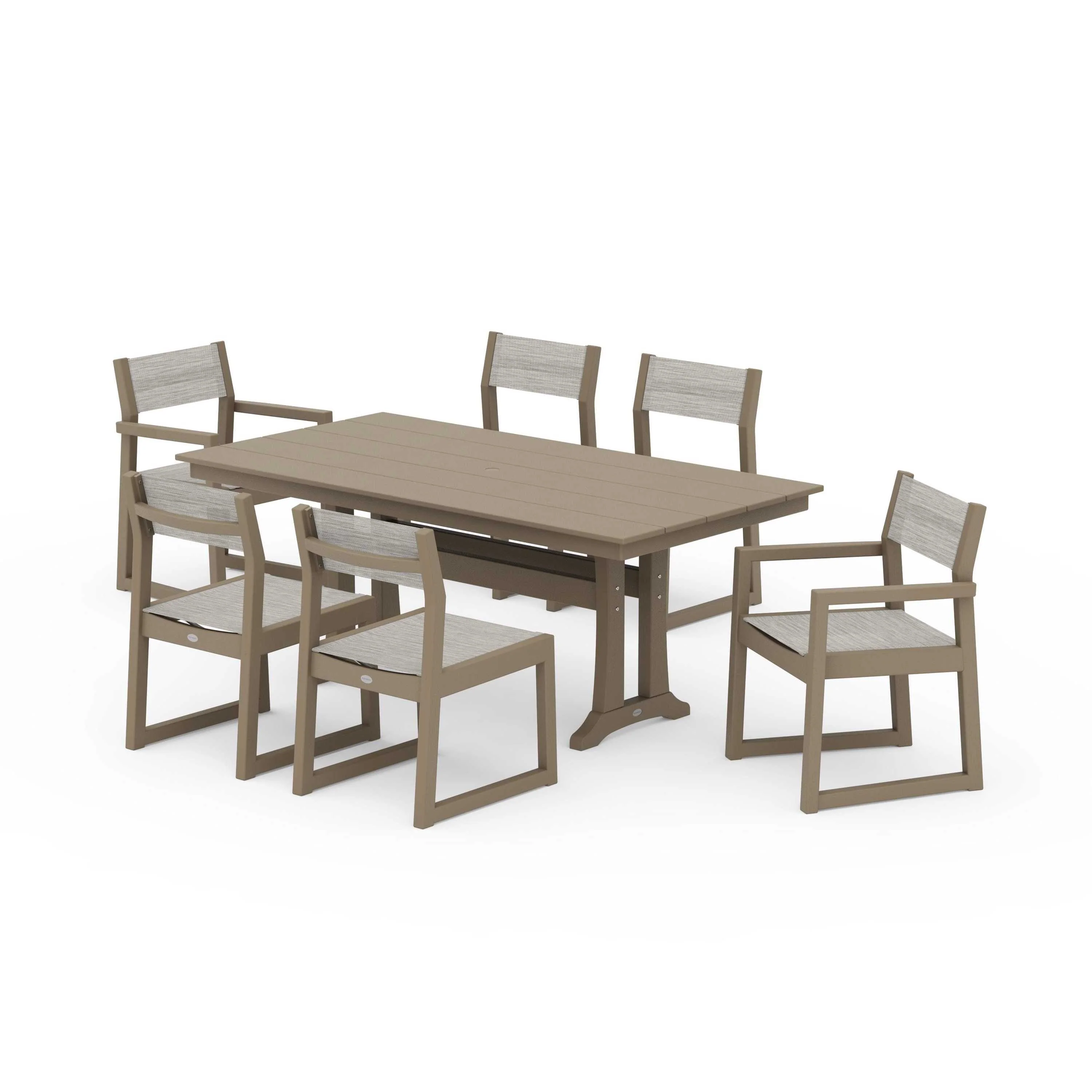 EDGE Sling 7-Piece Farmhouse Trestle Dining Set - Image 52