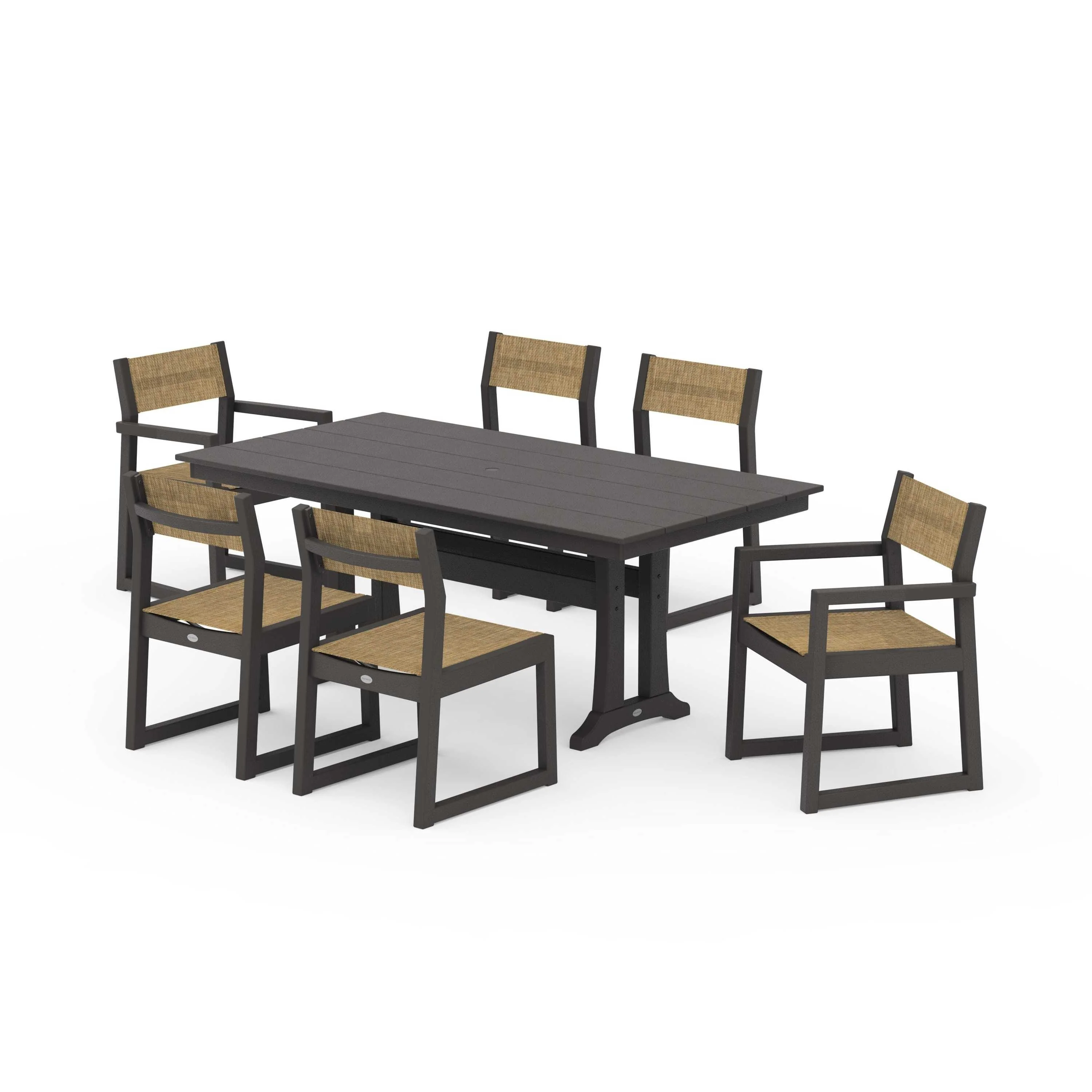EDGE Sling 7-Piece Farmhouse Trestle Dining Set - Image 55