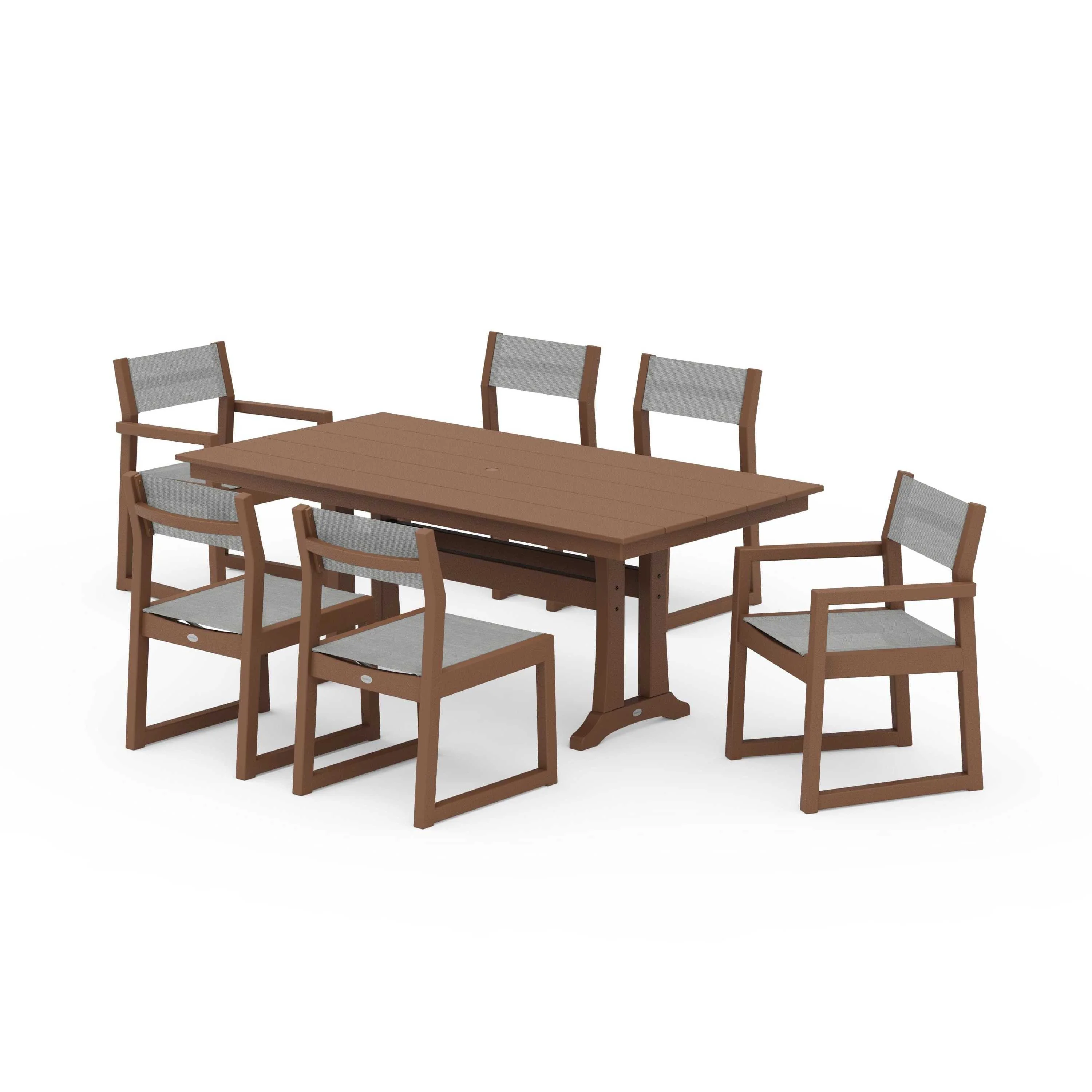EDGE Sling 7-Piece Farmhouse Trestle Dining Set - Image 57