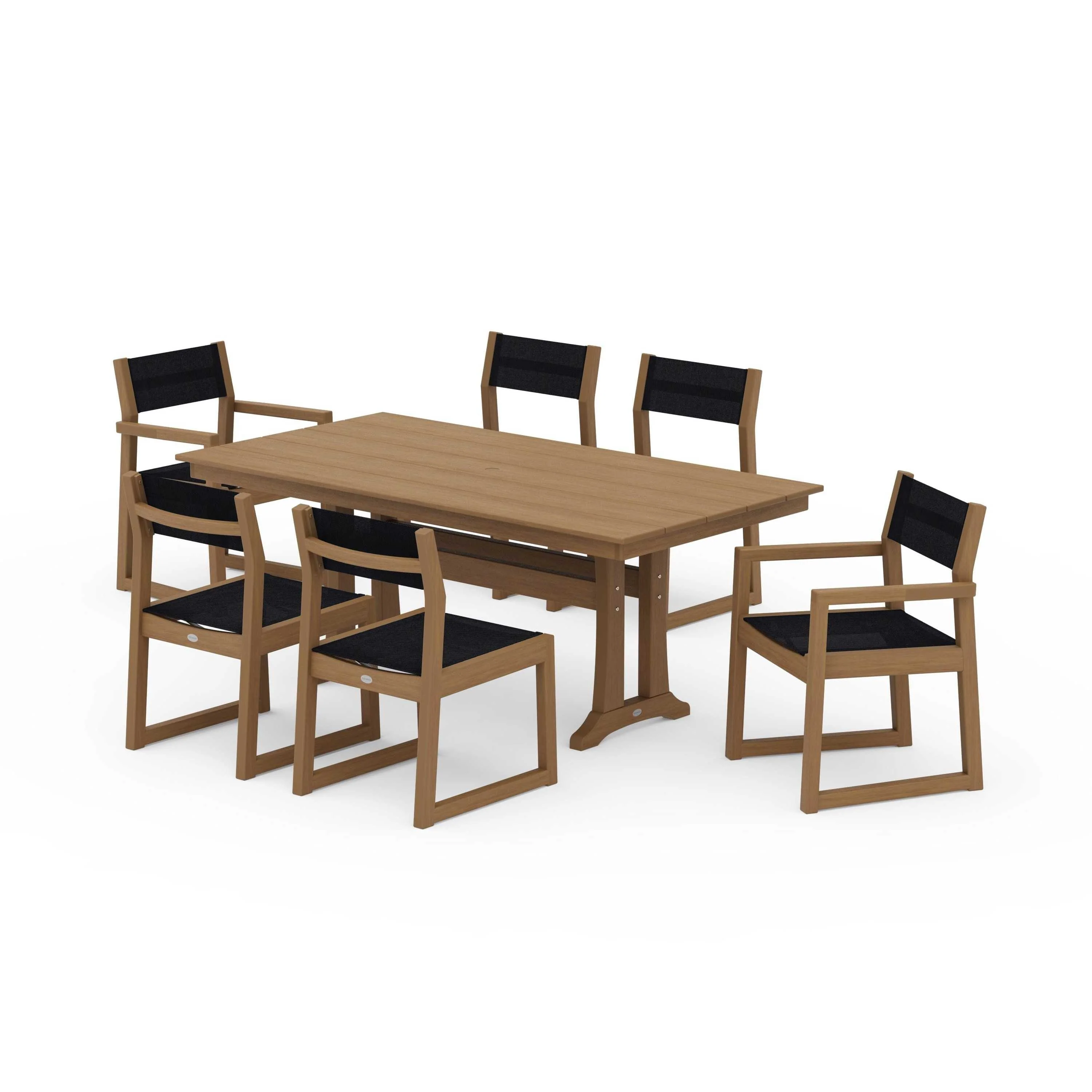 EDGE Sling 7-Piece Farmhouse Trestle Dining Set - Image 58