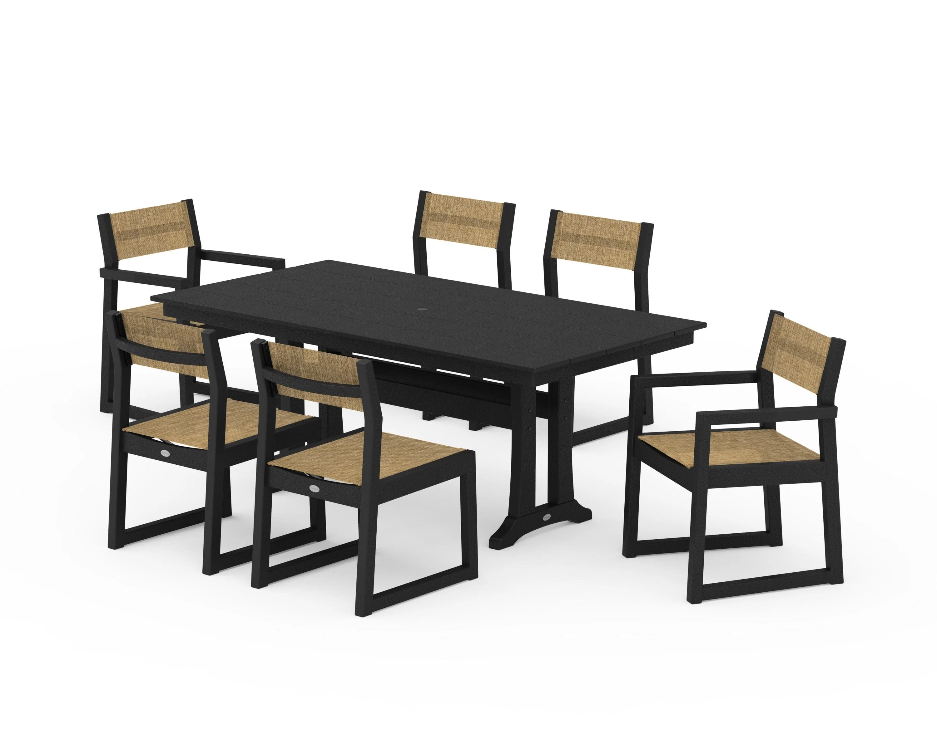 EDGE Sling 7-Piece Farmhouse Trestle Dining Set - Image 6
