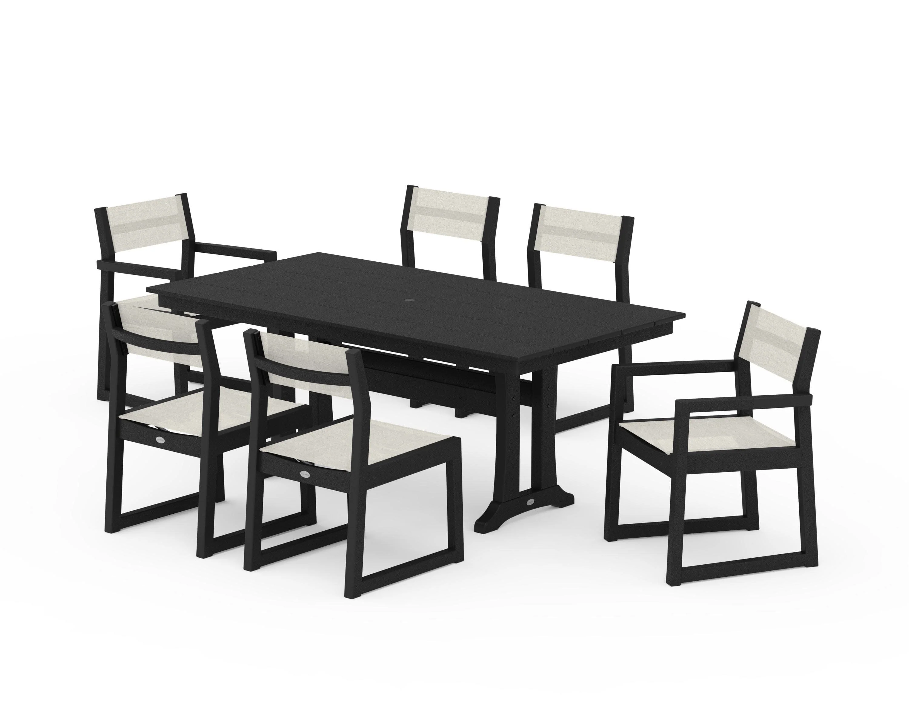 EDGE Sling 7-Piece Farmhouse Trestle Dining Set - Image 7