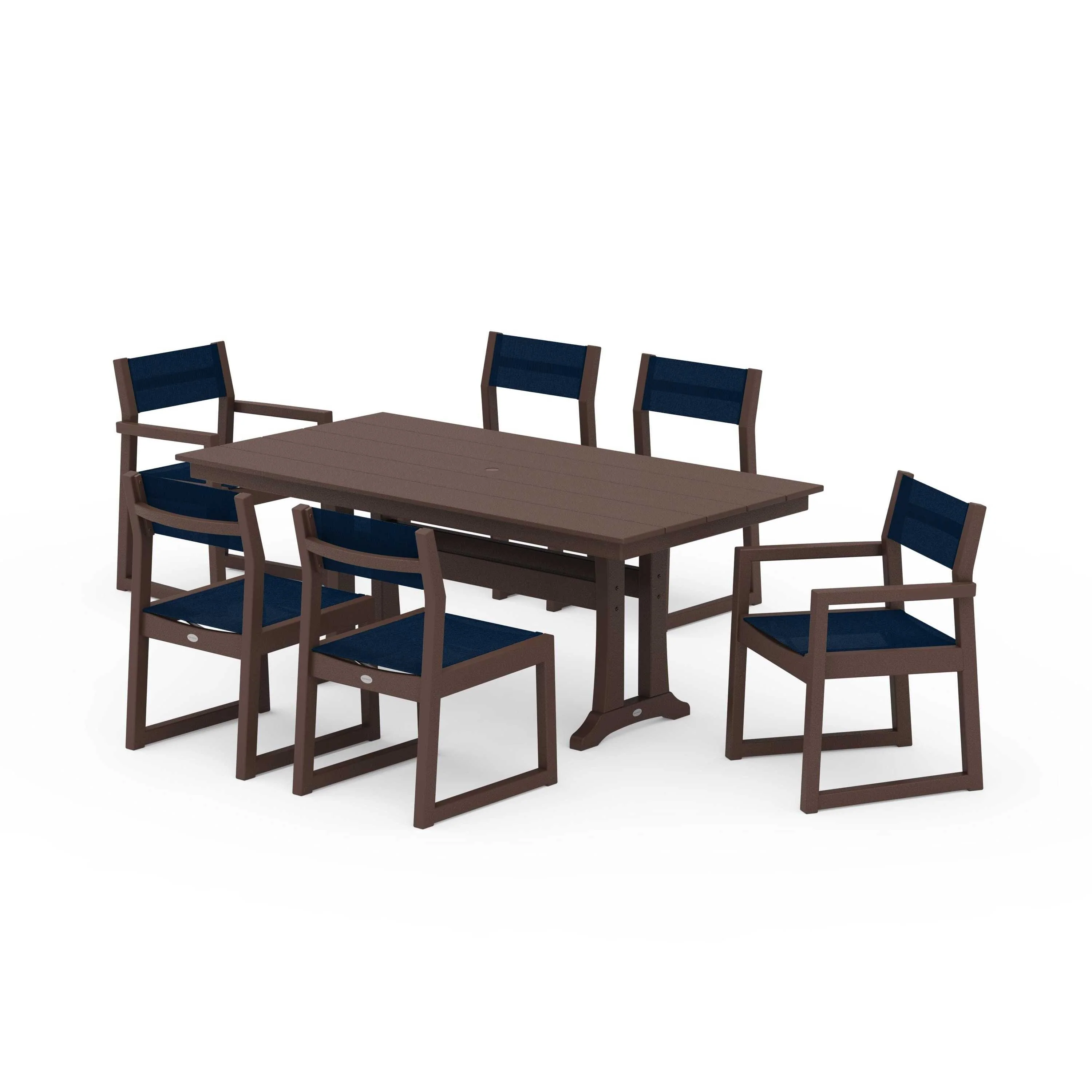 EDGE Sling 7-Piece Farmhouse Trestle Dining Set - Image 70