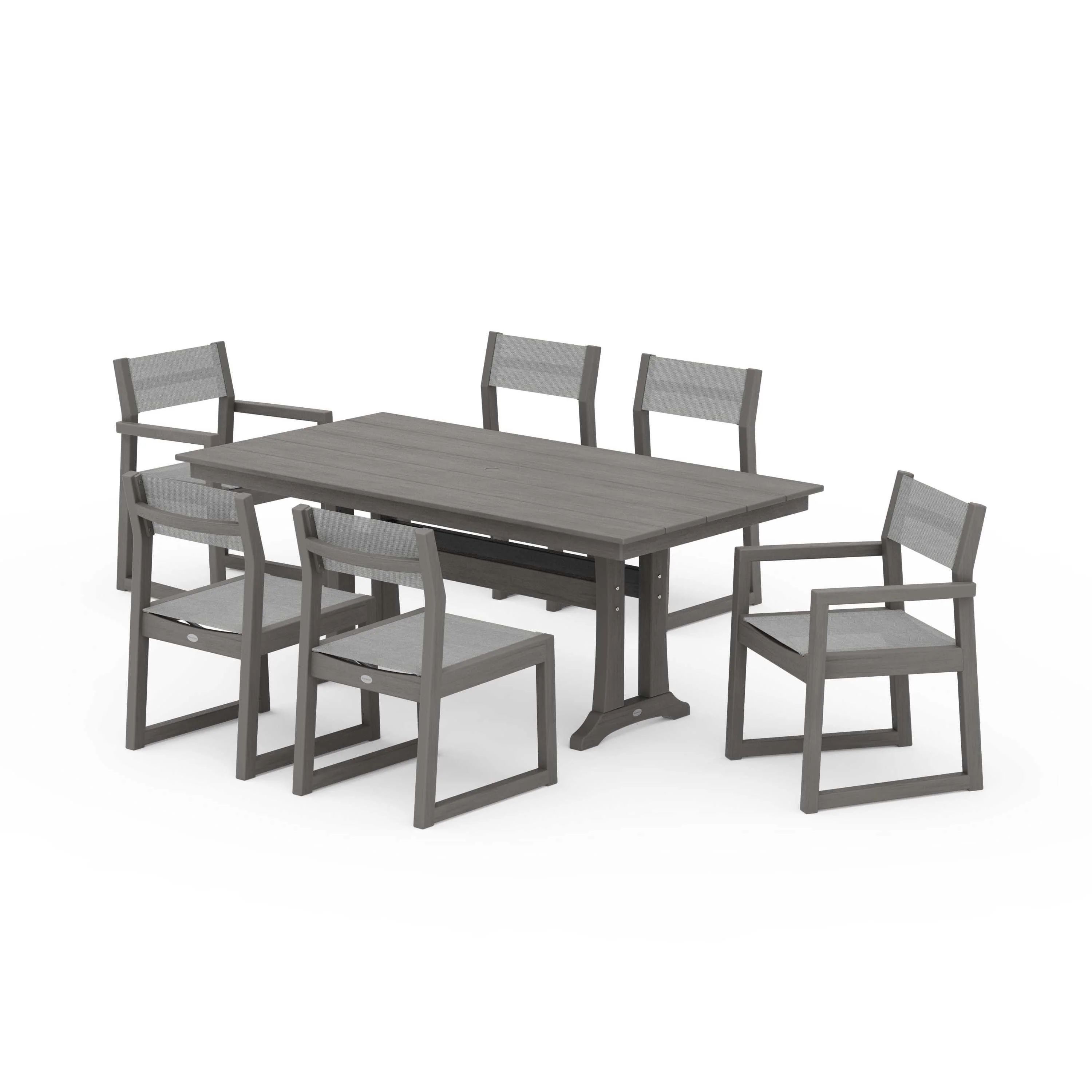 EDGE Sling 7-Piece Farmhouse Trestle Dining Set - Image 72