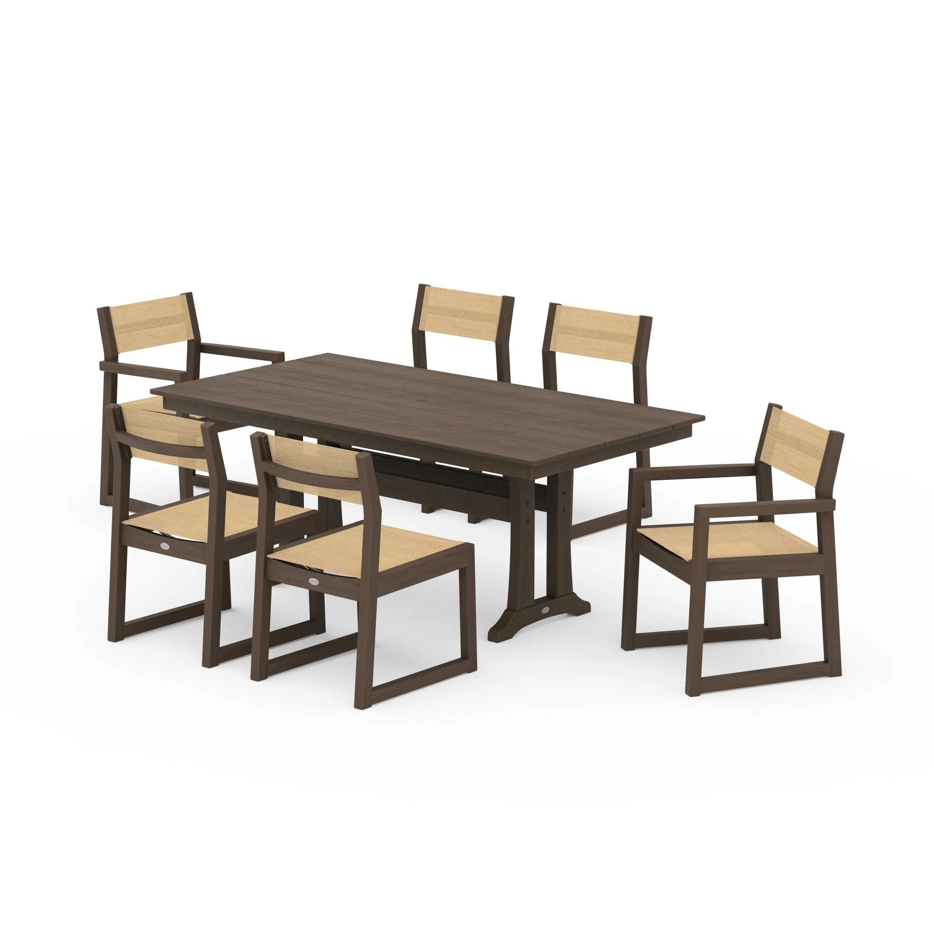 EDGE Sling 7-Piece Farmhouse Trestle Dining Set - Image 76