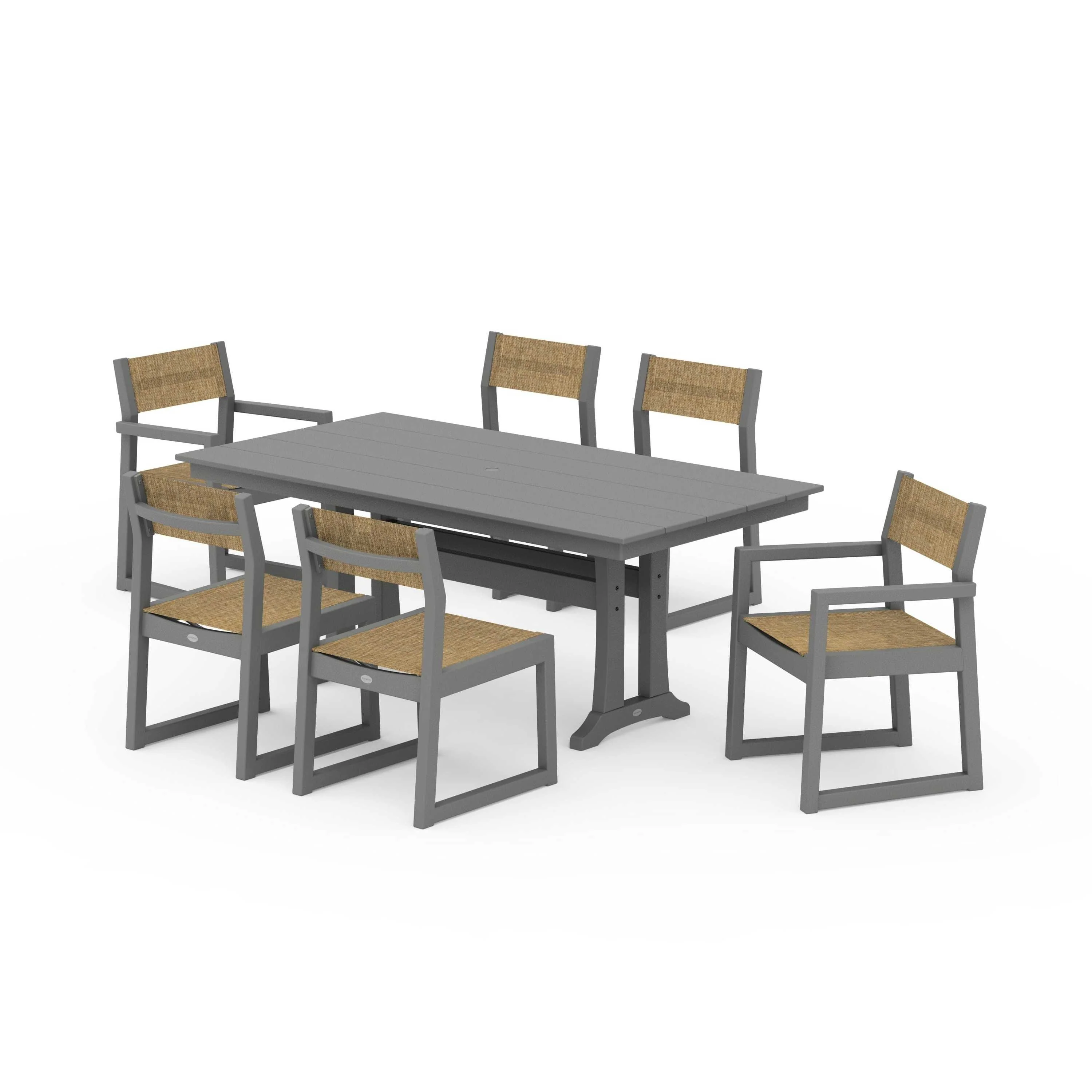 EDGE Sling 7-Piece Farmhouse Trestle Dining Set - Image 77