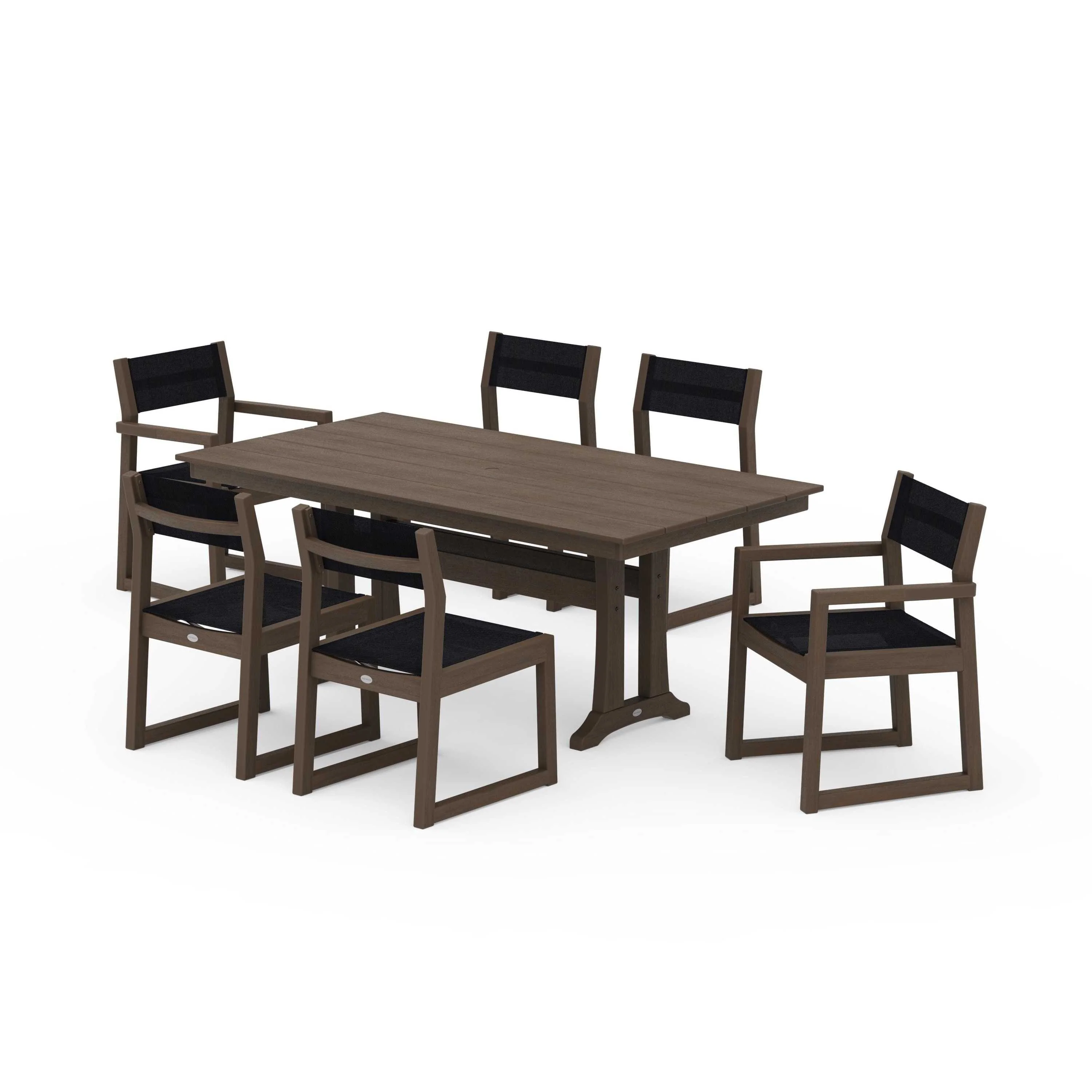EDGE Sling 7-Piece Farmhouse Trestle Dining Set - Image 78