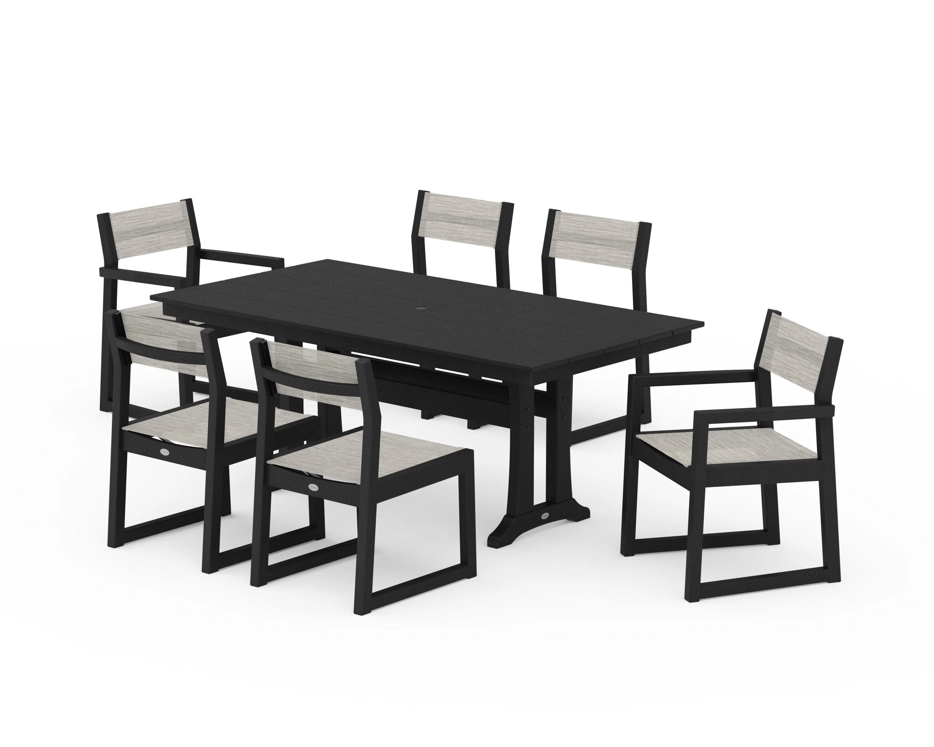 EDGE Sling 7-Piece Farmhouse Trestle Dining Set - Image 8