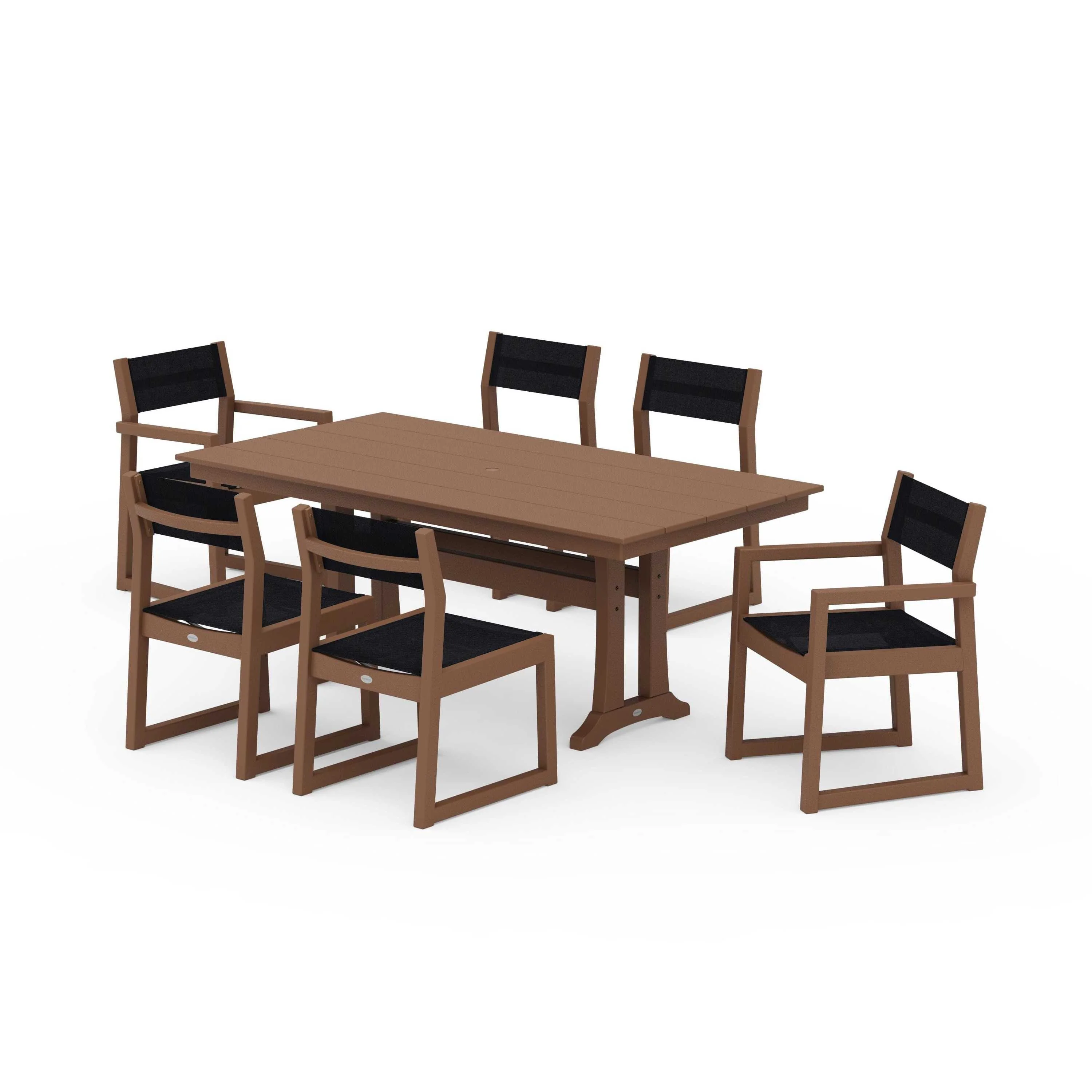 EDGE Sling 7-Piece Farmhouse Trestle Dining Set - Image 84