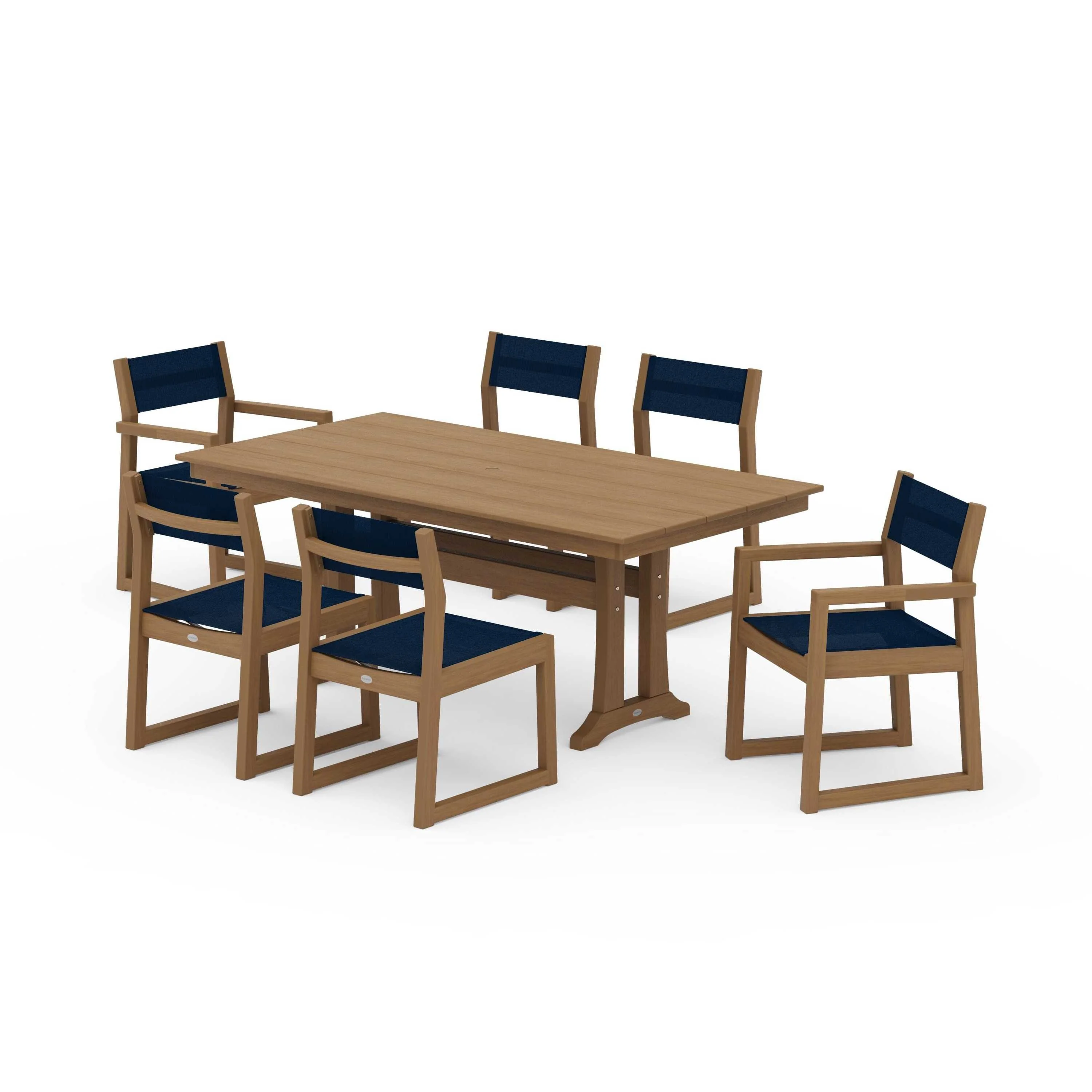 EDGE Sling 7-Piece Farmhouse Trestle Dining Set - Image 85