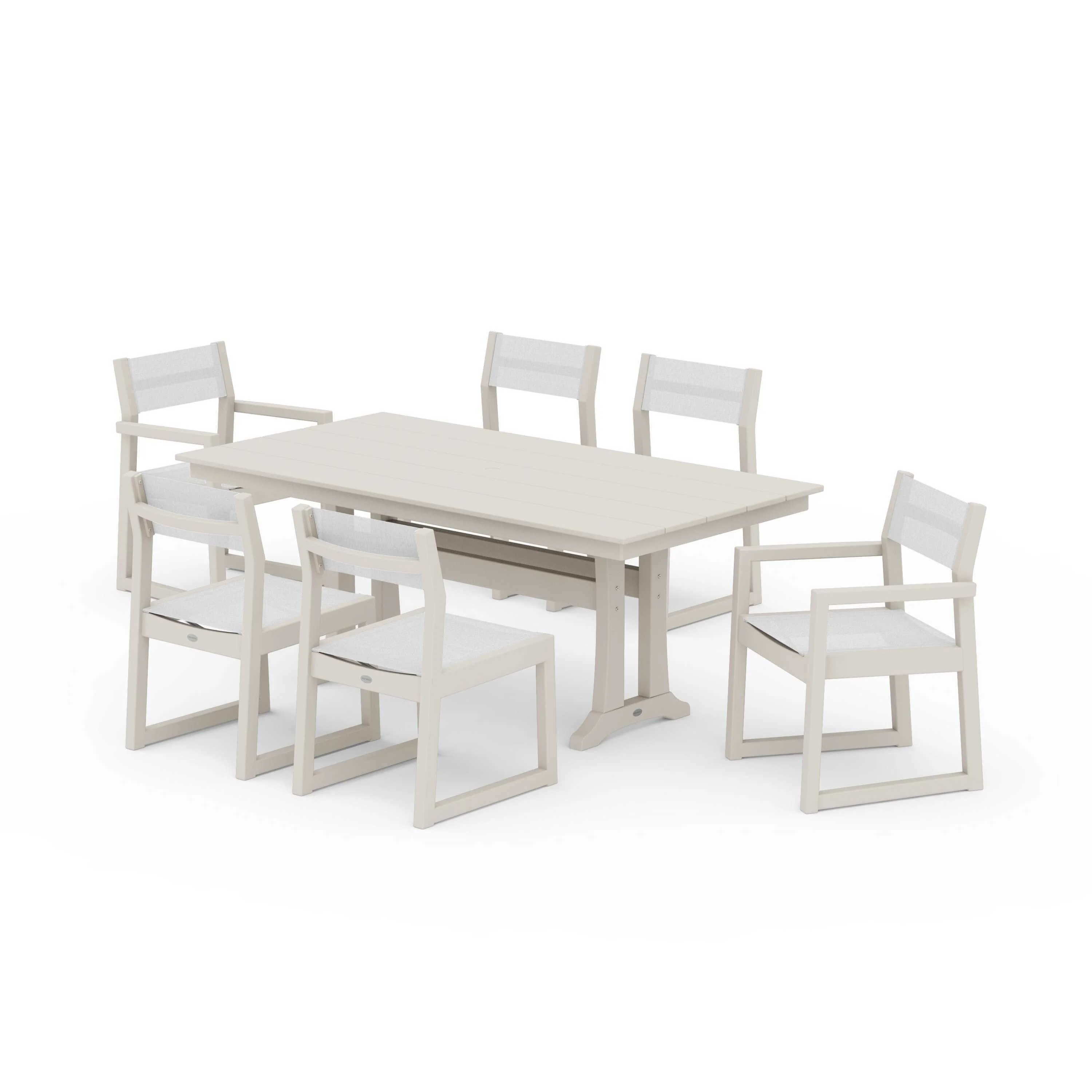 EDGE Sling 7-Piece Farmhouse Trestle Dining Set - Image 87