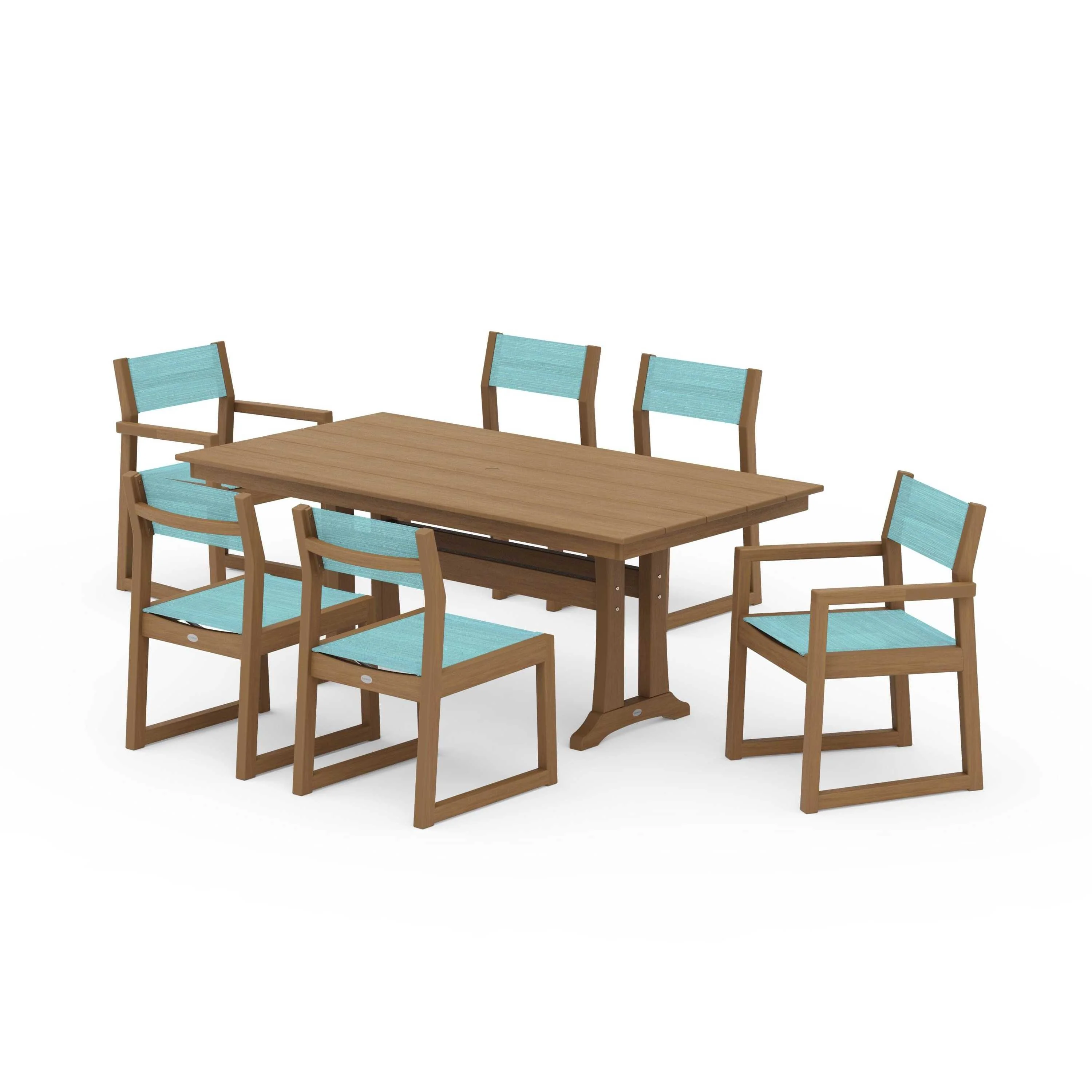 EDGE Sling 7-Piece Farmhouse Trestle Dining Set - Image 89