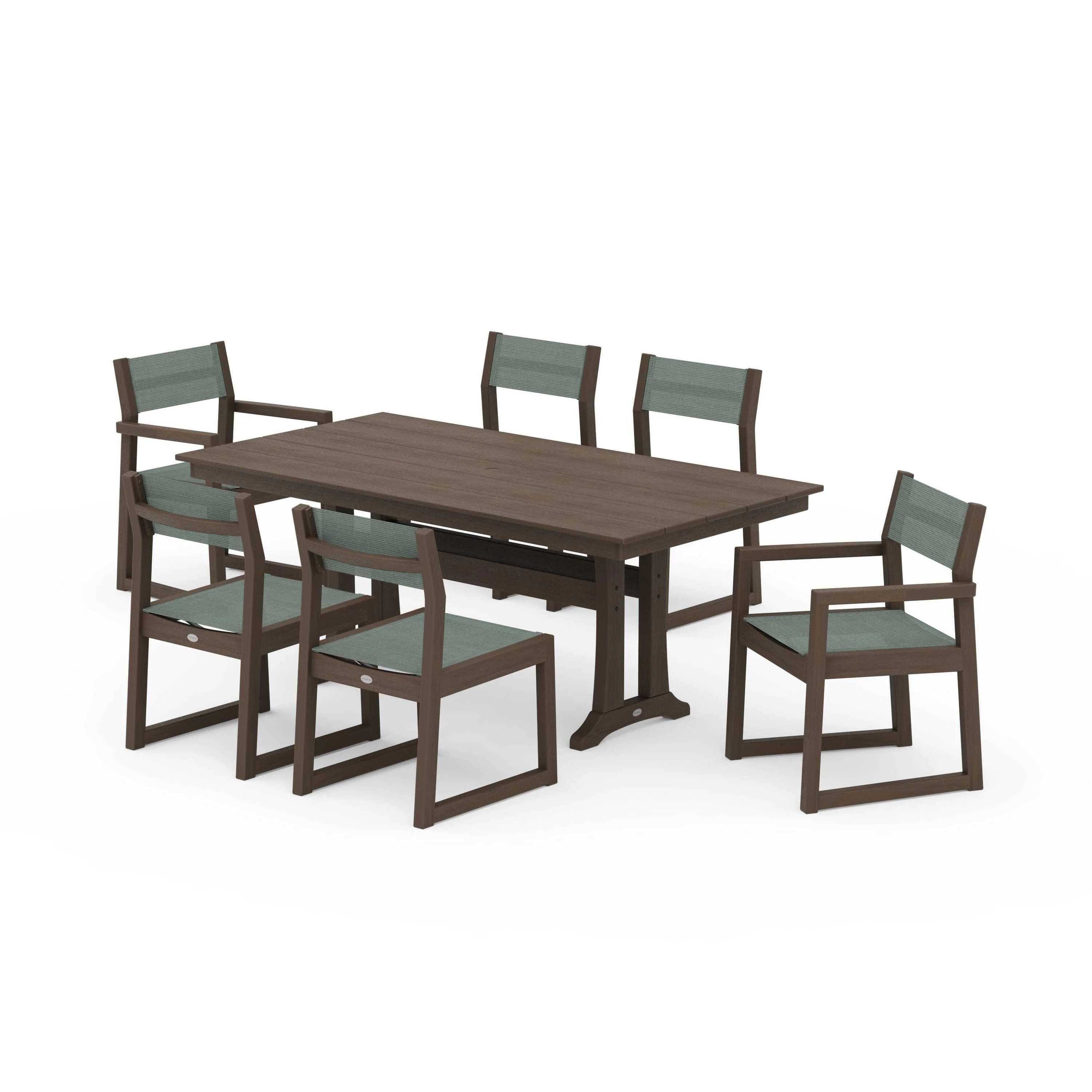 EDGE Sling 7-Piece Farmhouse Trestle Dining Set - Image 91