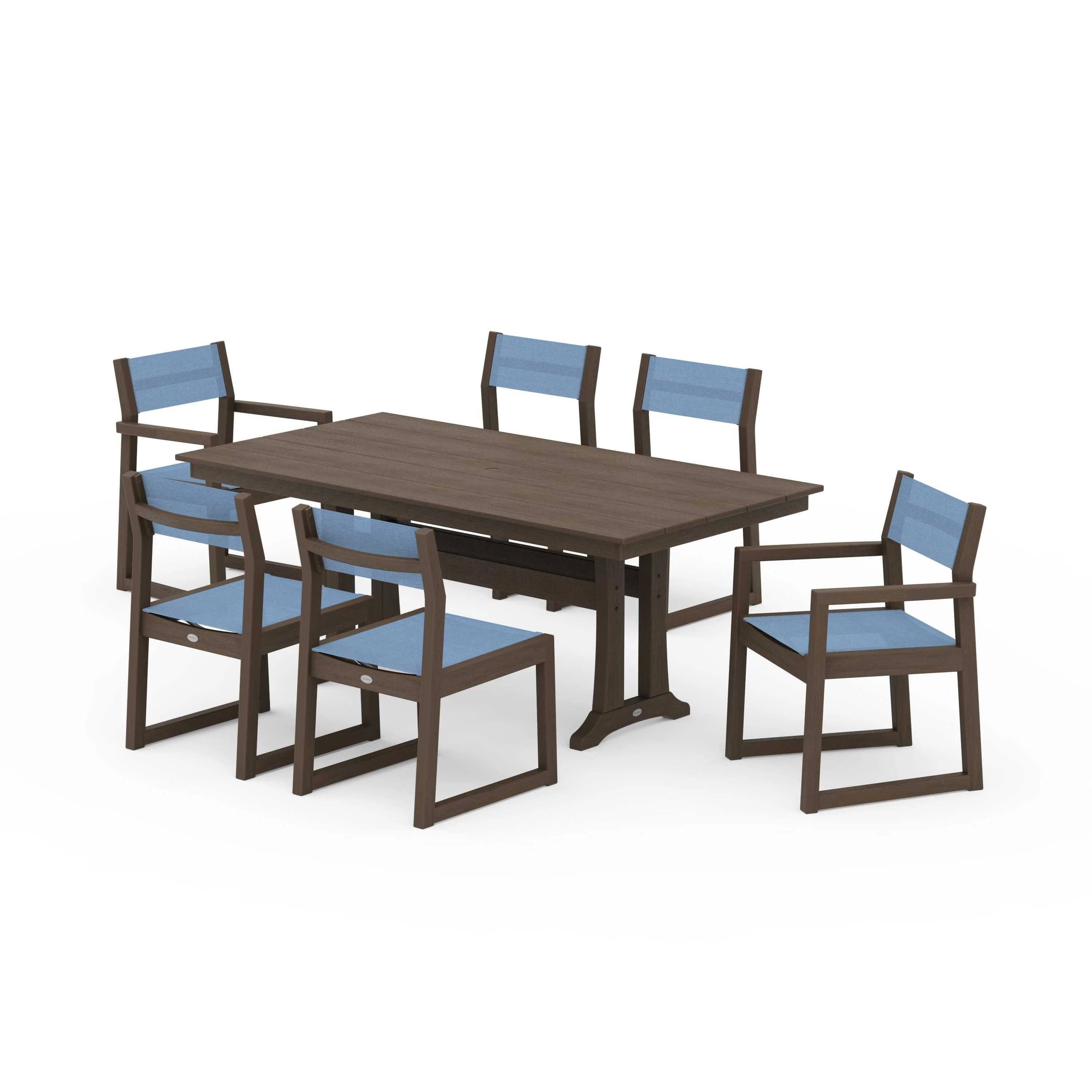 EDGE Sling 7-Piece Farmhouse Trestle Dining Set - Image 93