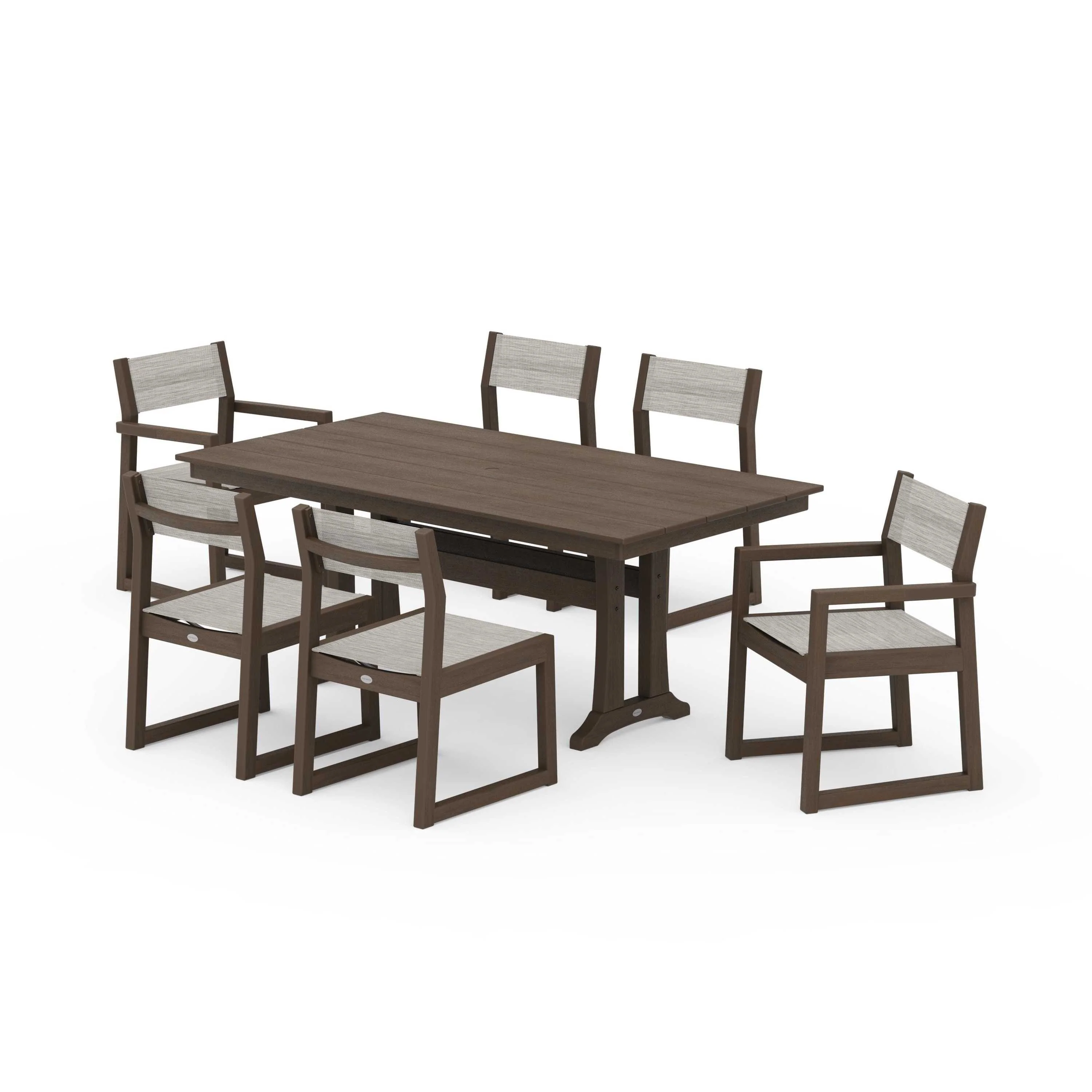 EDGE Sling 7-Piece Farmhouse Trestle Dining Set - Image 94