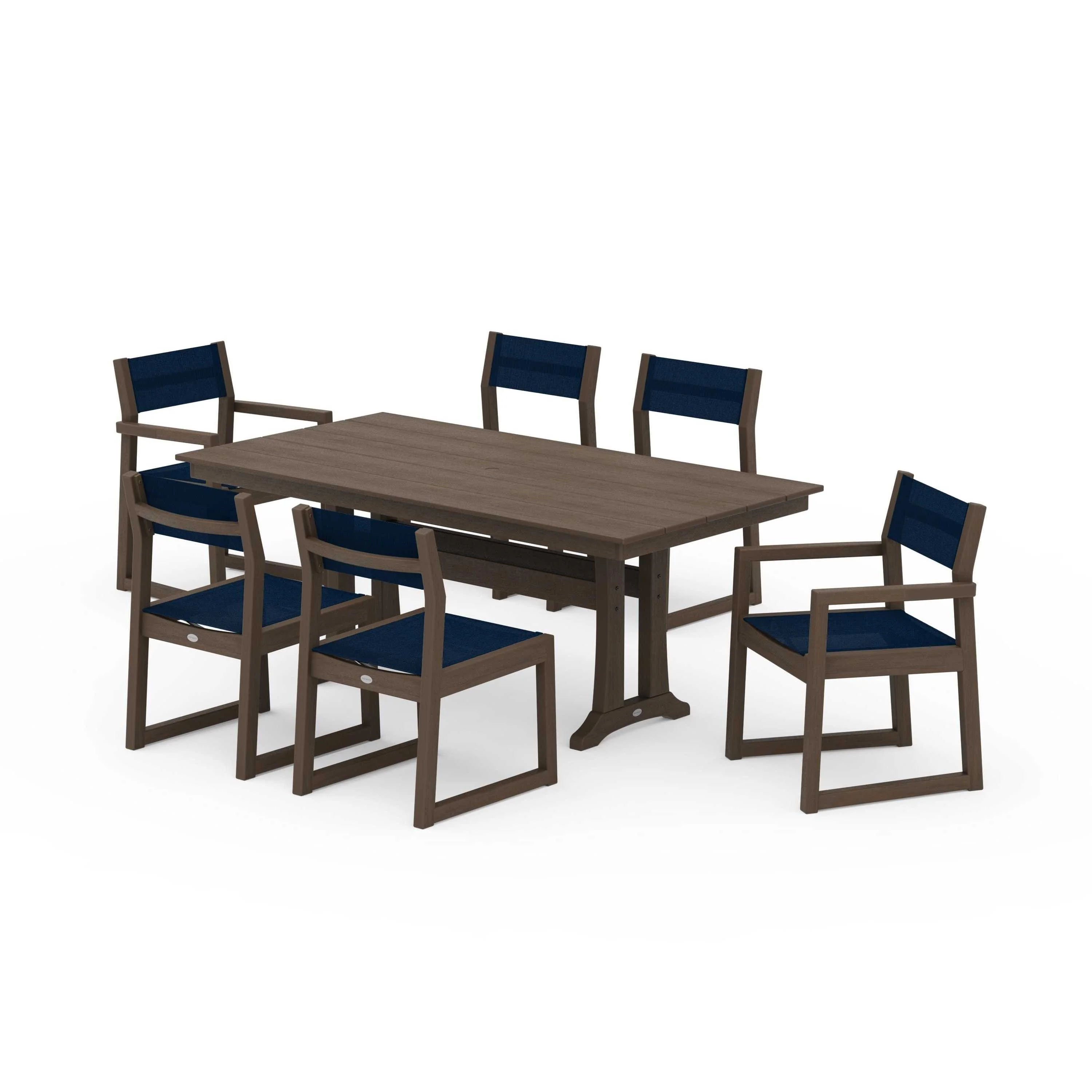 EDGE Sling 7-Piece Farmhouse Trestle Dining Set - Image 95