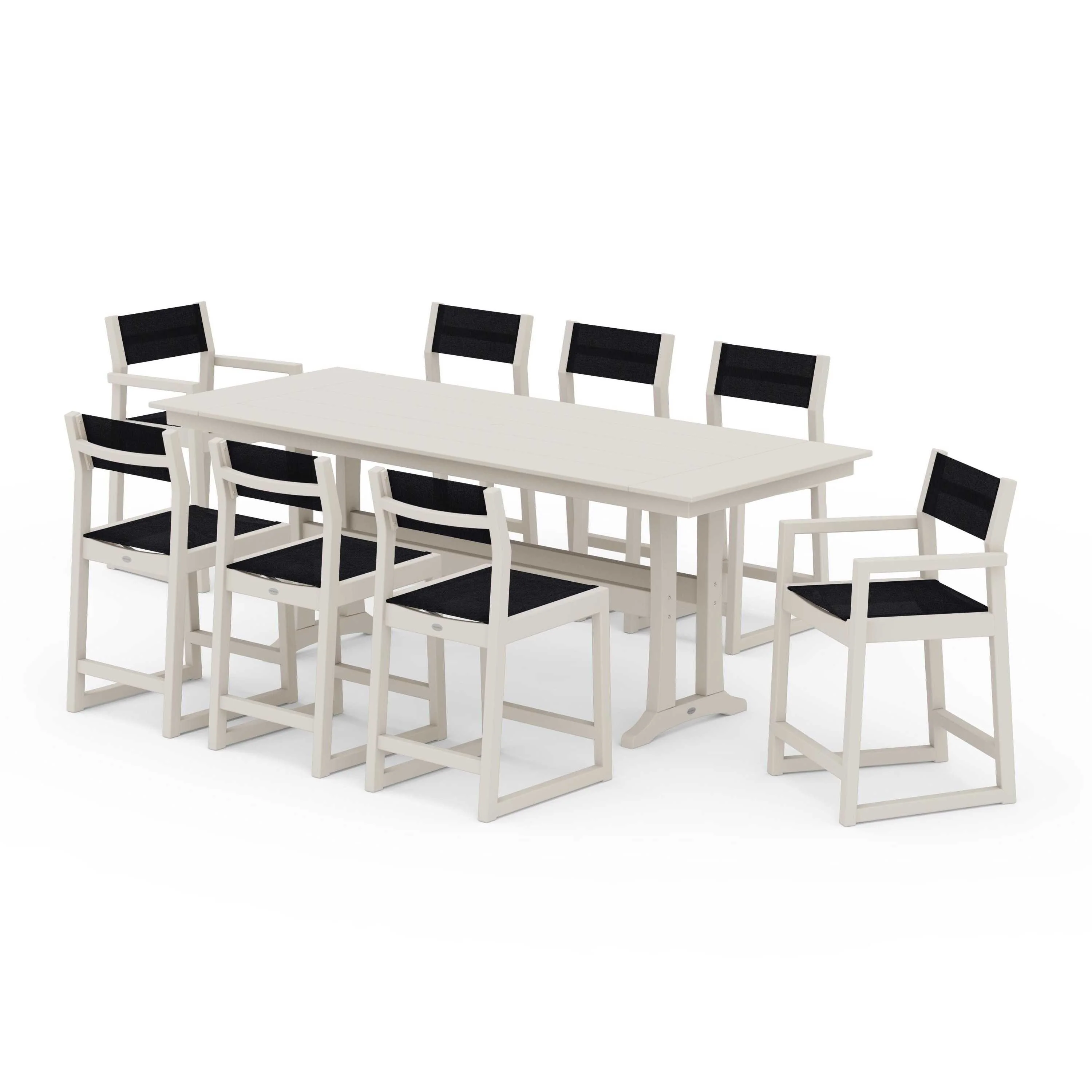 EDGE Sling 9-Piece Farmhouse Counter Set with Trestle Legs - Image 101