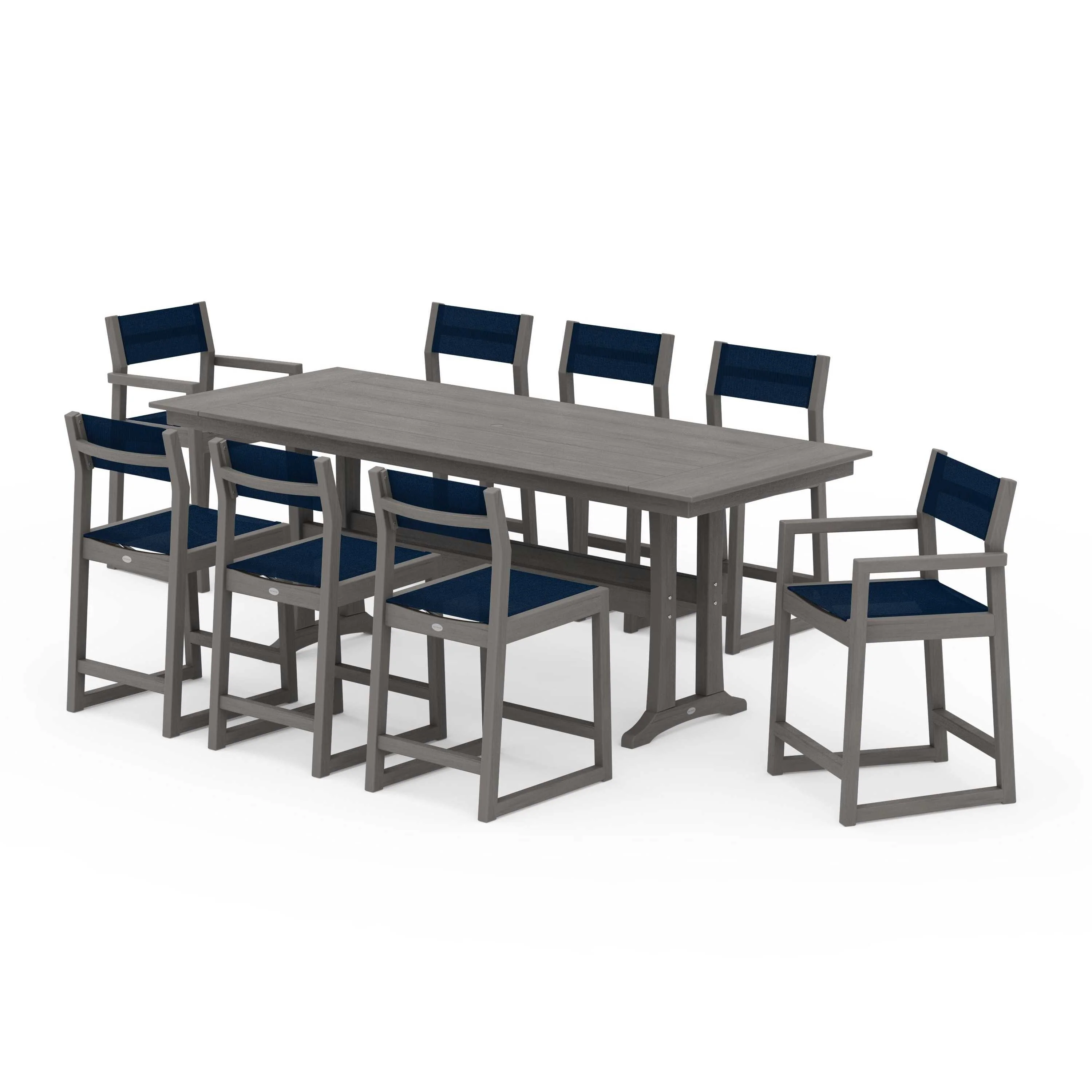 EDGE Sling 9-Piece Farmhouse Counter Set with Trestle Legs - Image 102