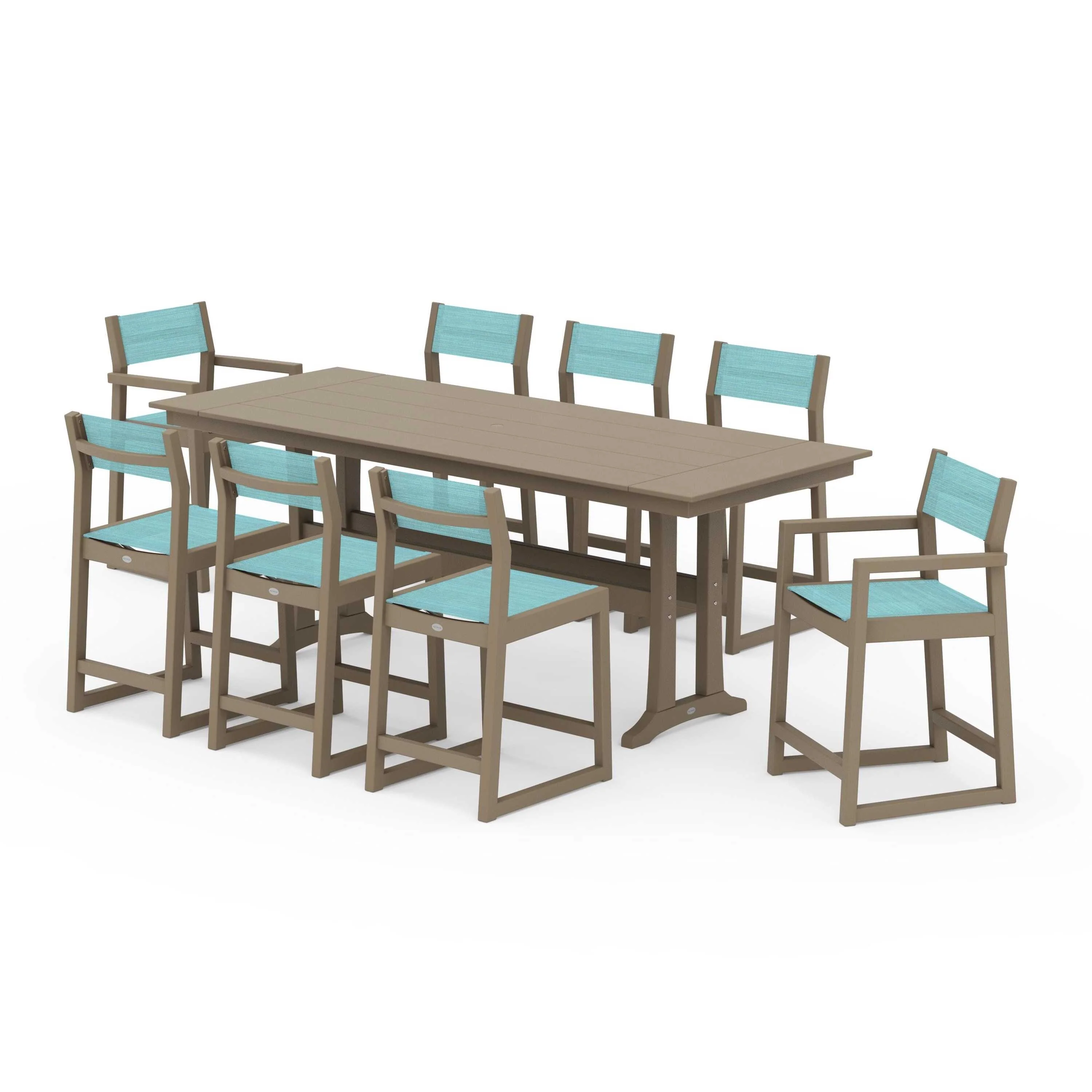 EDGE Sling 9-Piece Farmhouse Counter Set with Trestle Legs - Image 103