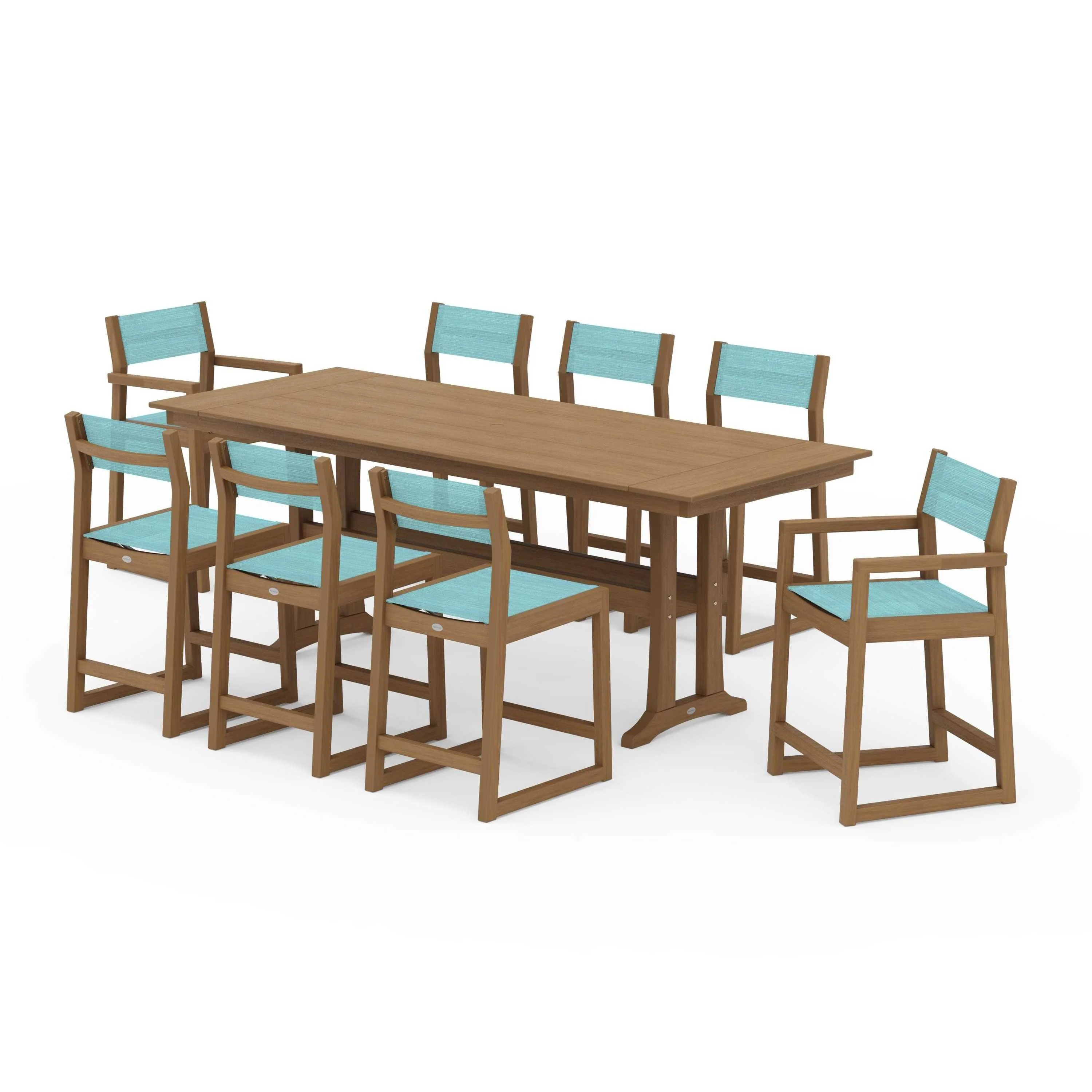 EDGE Sling 9-Piece Farmhouse Counter Set with Trestle Legs - Image 104