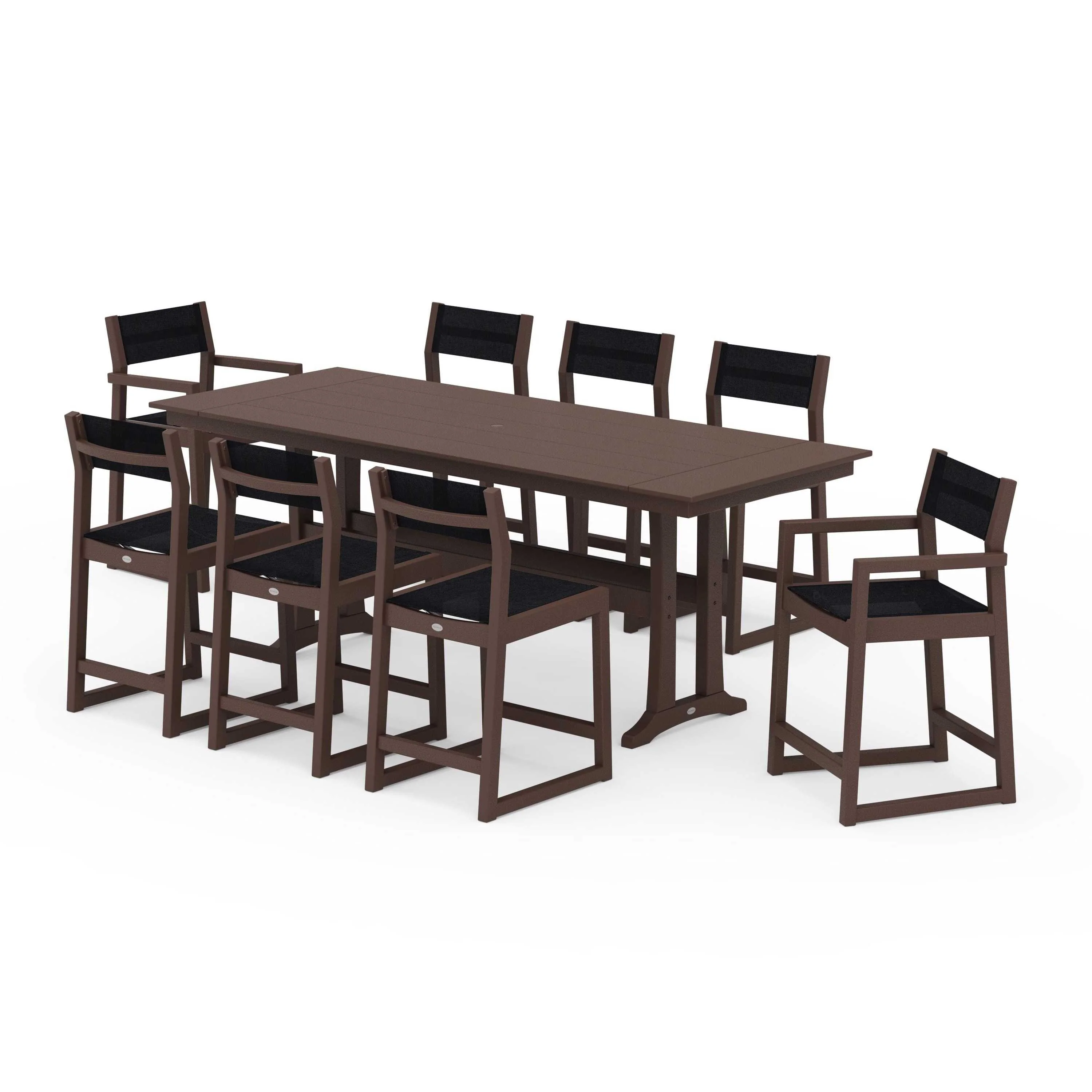 EDGE Sling 9-Piece Farmhouse Counter Set with Trestle Legs - Image 106