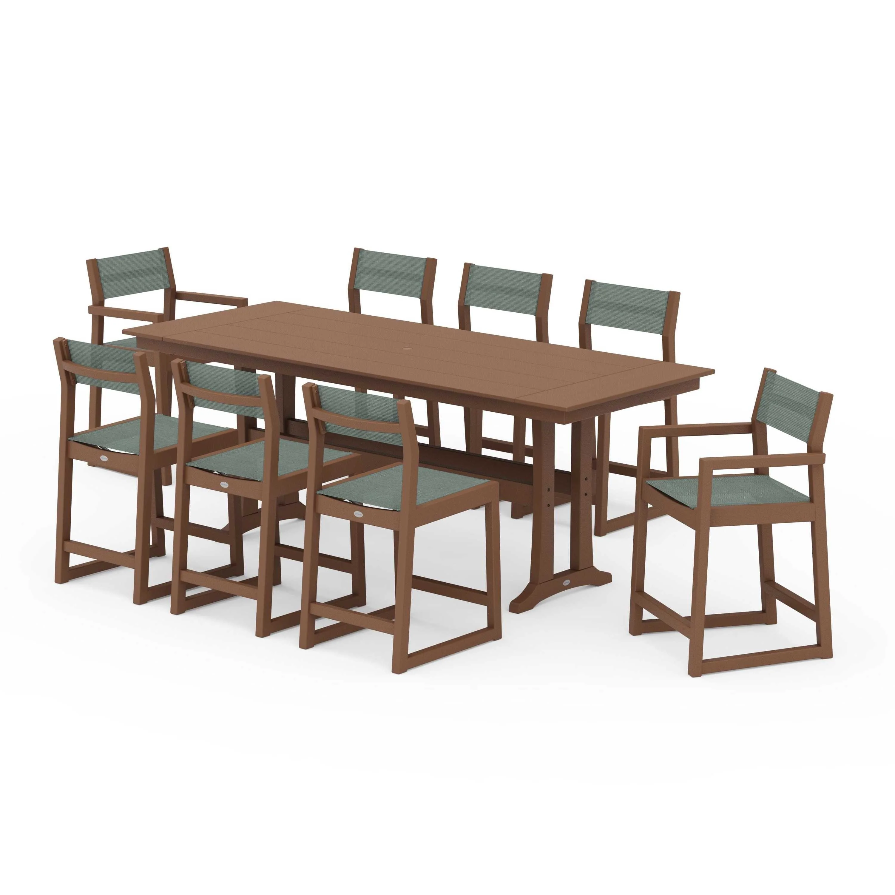 EDGE Sling 9-Piece Farmhouse Counter Set with Trestle Legs - Image 107