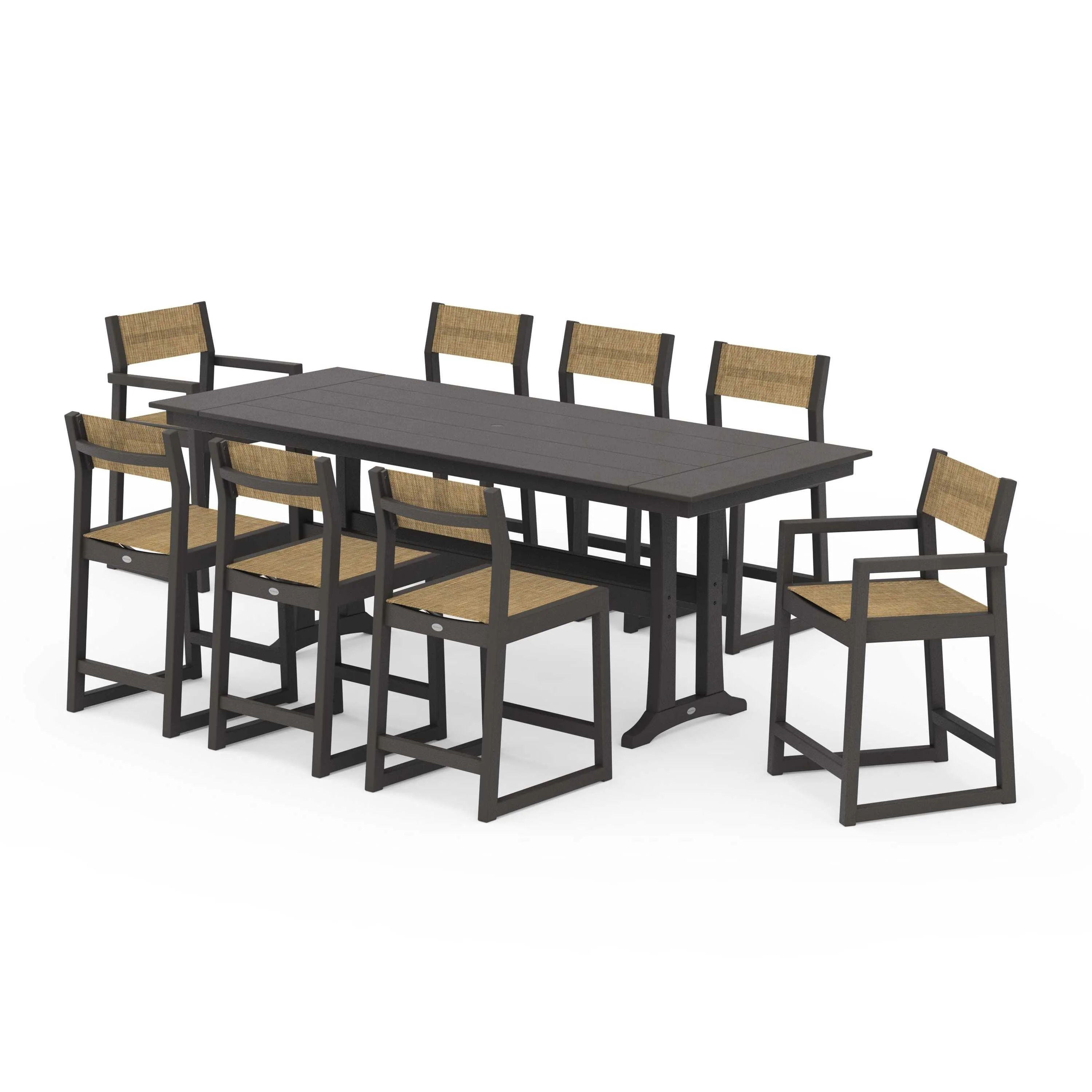 EDGE Sling 9-Piece Farmhouse Counter Set with Trestle Legs - Image 109
