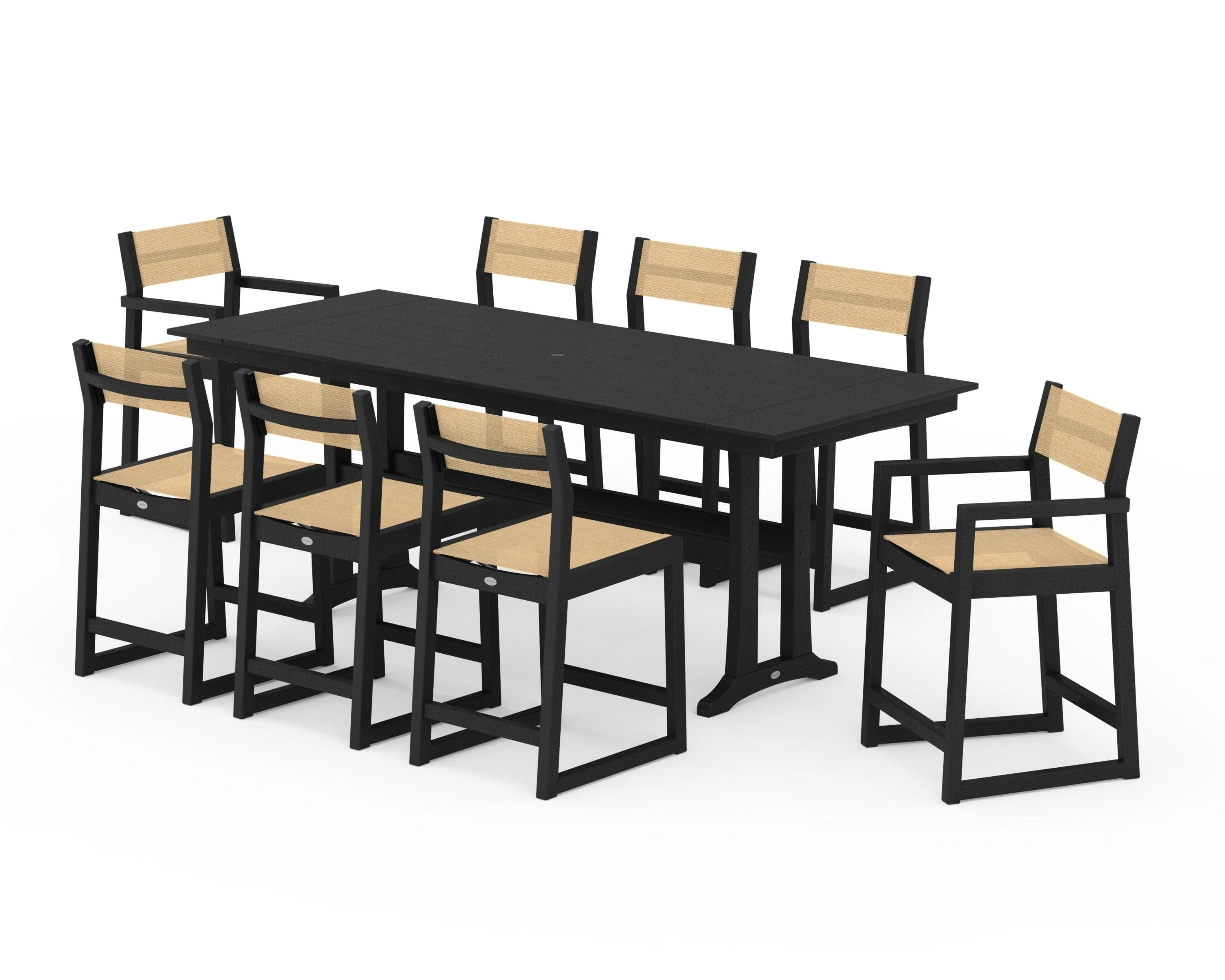 EDGE Sling 9-Piece Farmhouse Counter Set with Trestle Legs - Image 11