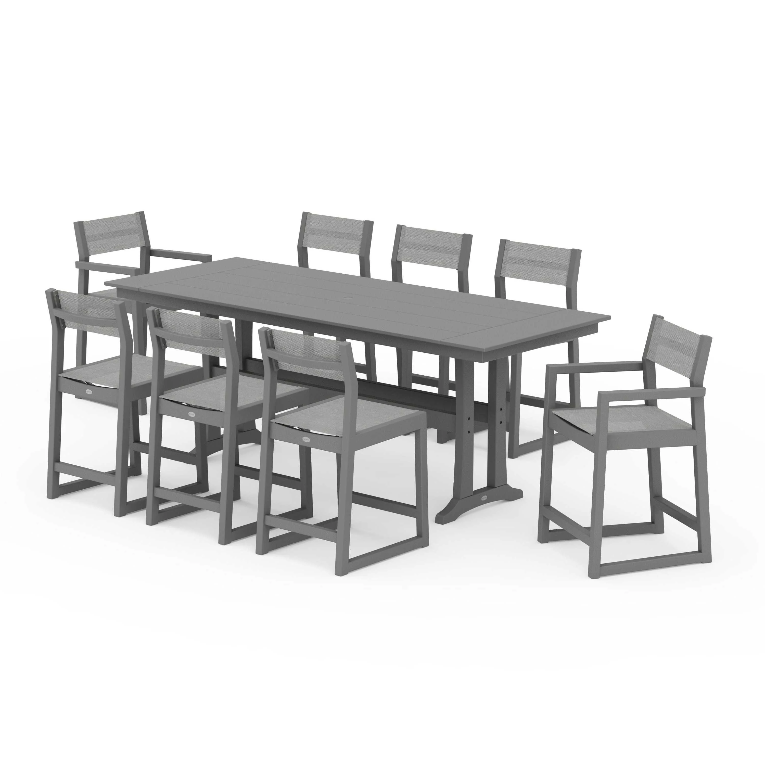 EDGE Sling 9-Piece Farmhouse Counter Set with Trestle Legs - Image 111