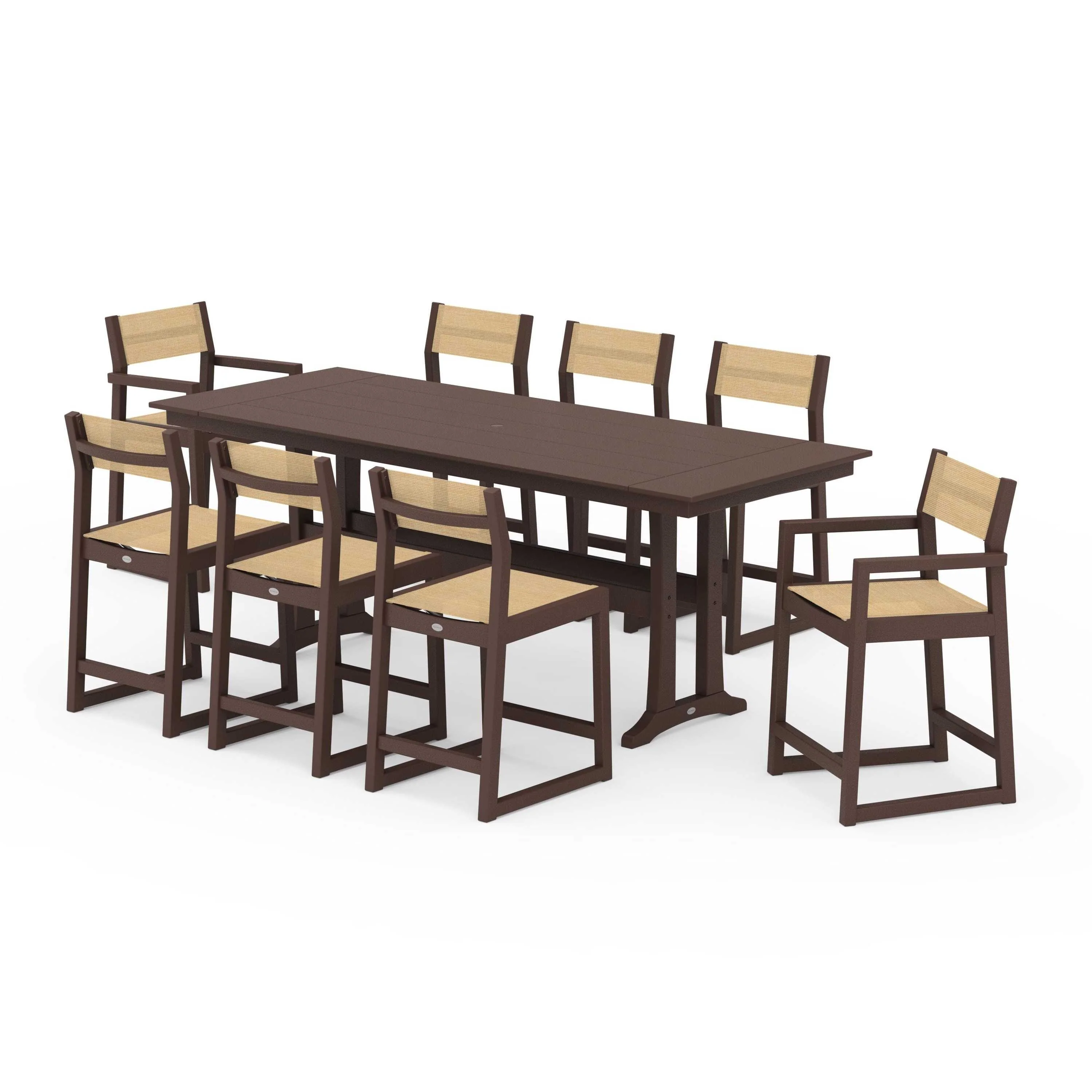 EDGE Sling 9-Piece Farmhouse Counter Set with Trestle Legs - Image 112