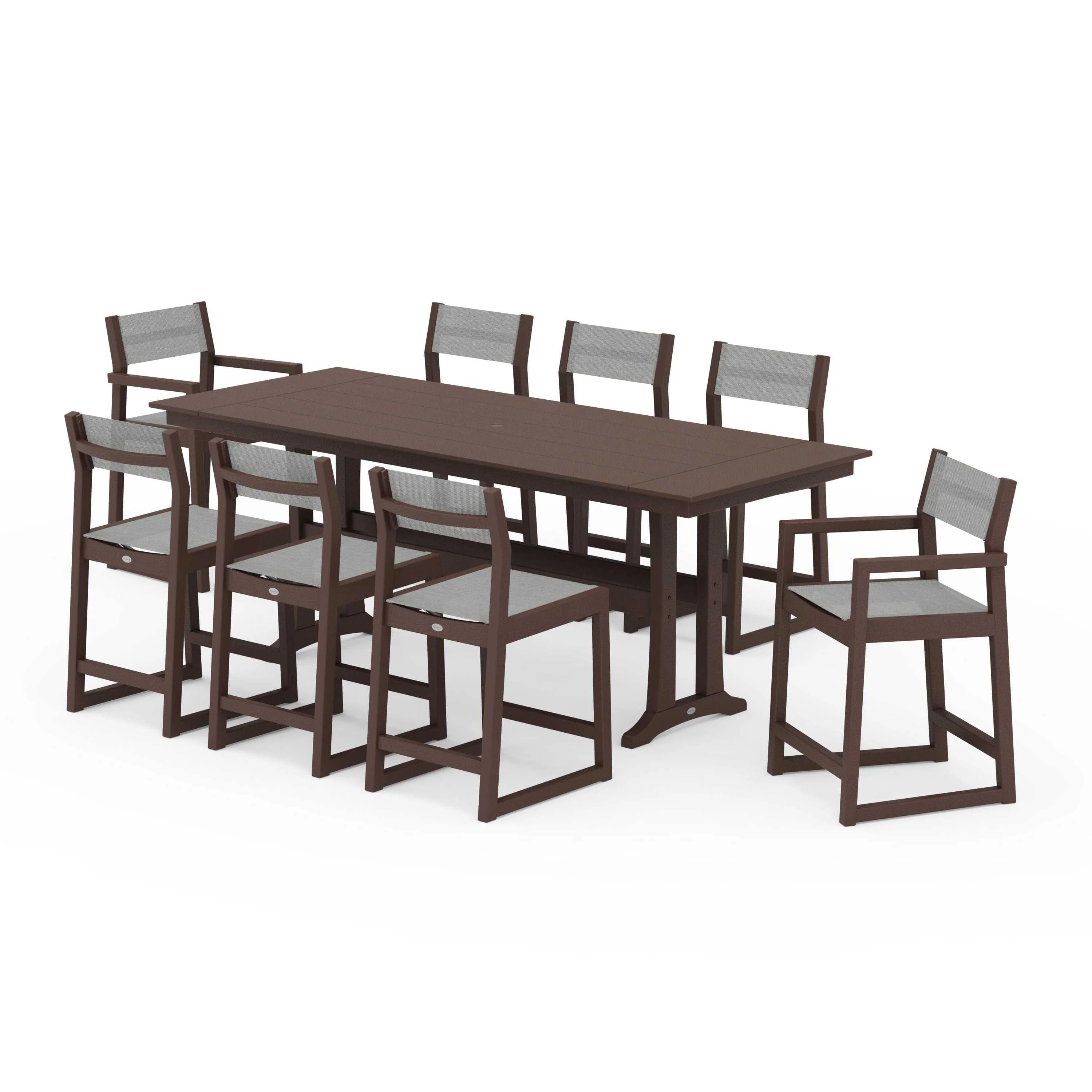 EDGE Sling 9-Piece Farmhouse Counter Set with Trestle Legs - Image 115