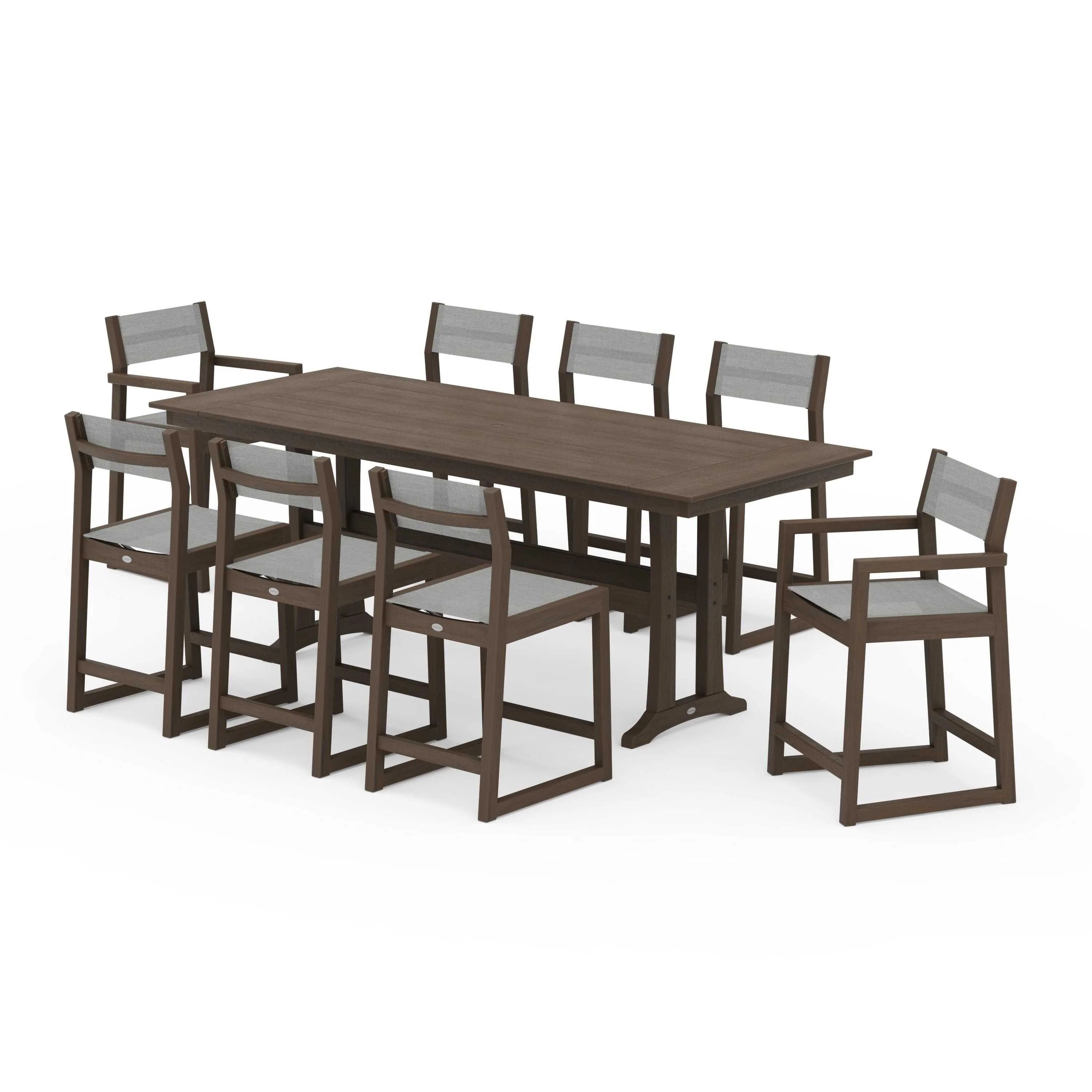 EDGE Sling 9-Piece Farmhouse Counter Set with Trestle Legs - Image 117