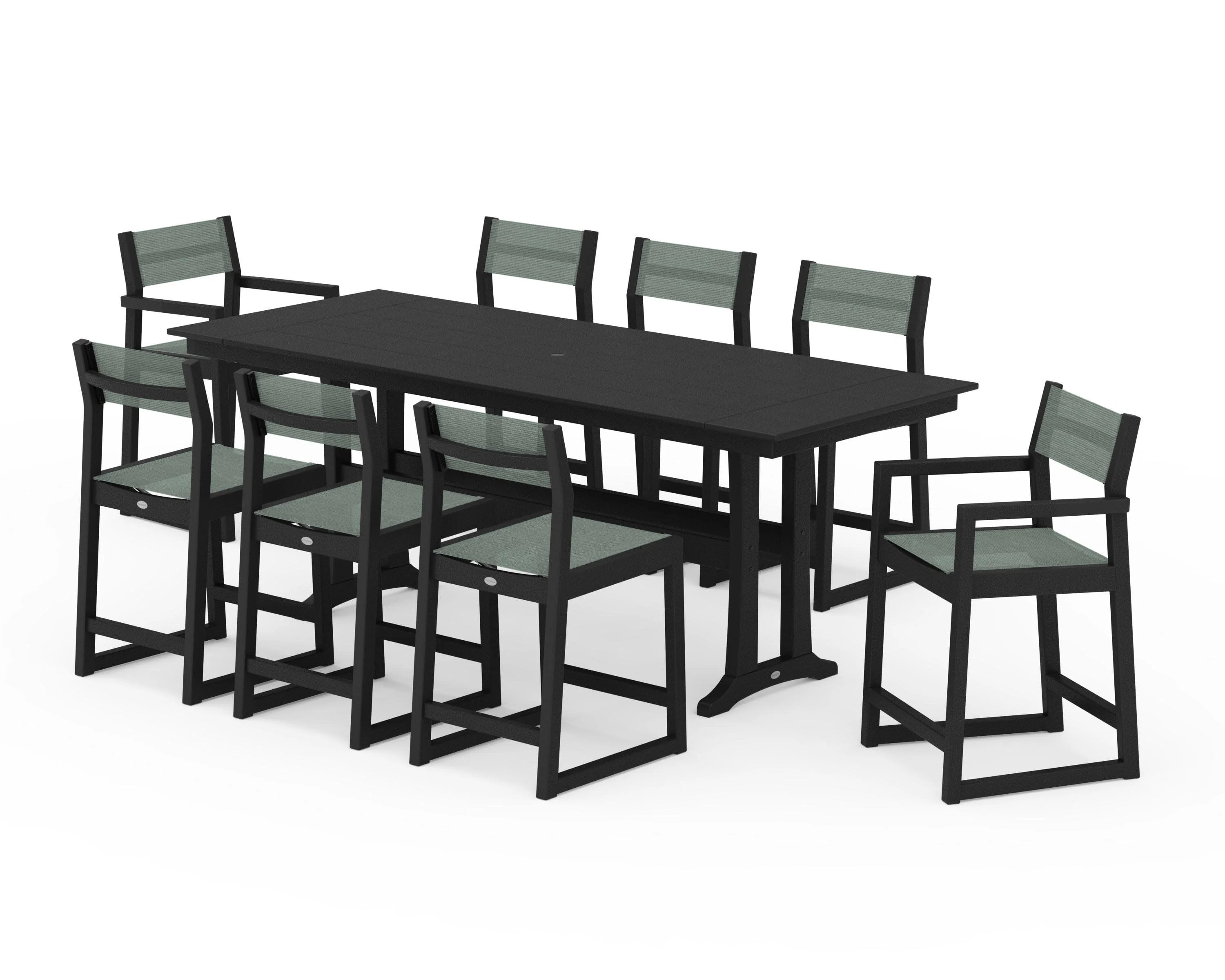 EDGE Sling 9-Piece Farmhouse Counter Set with Trestle Legs - Image 12