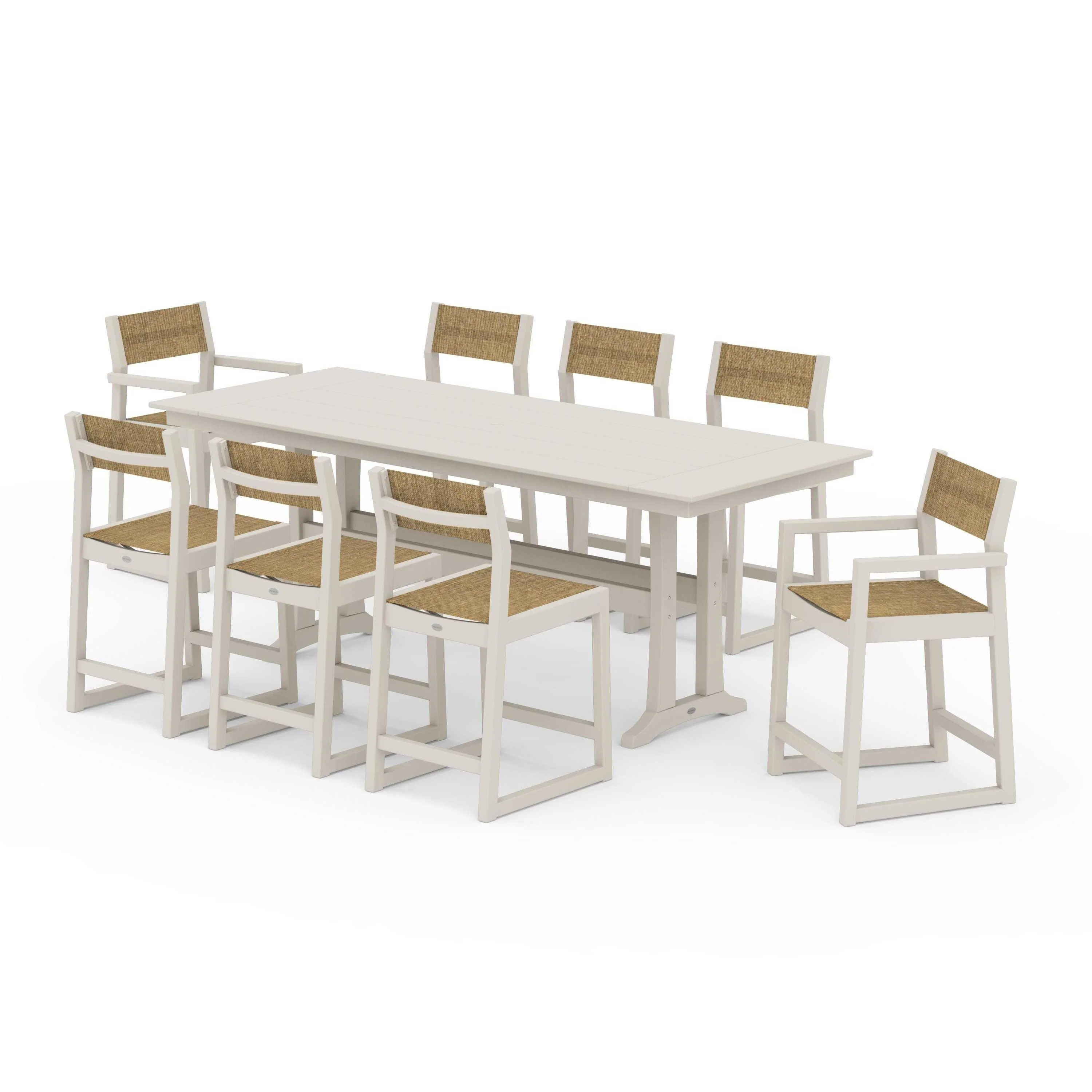 EDGE Sling 9-Piece Farmhouse Counter Set with Trestle Legs - Image 120