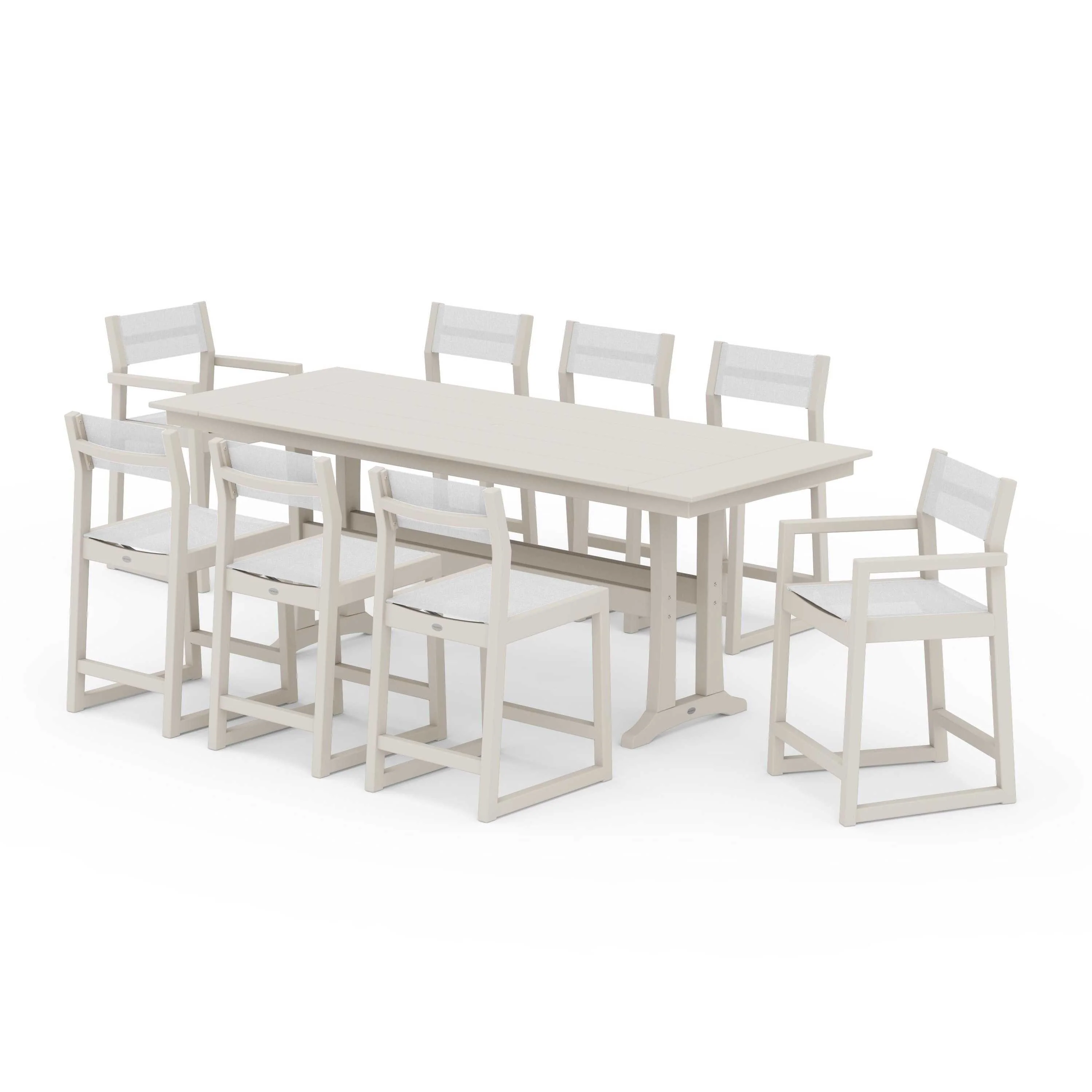 EDGE Sling 9-Piece Farmhouse Counter Set with Trestle Legs - Image 122