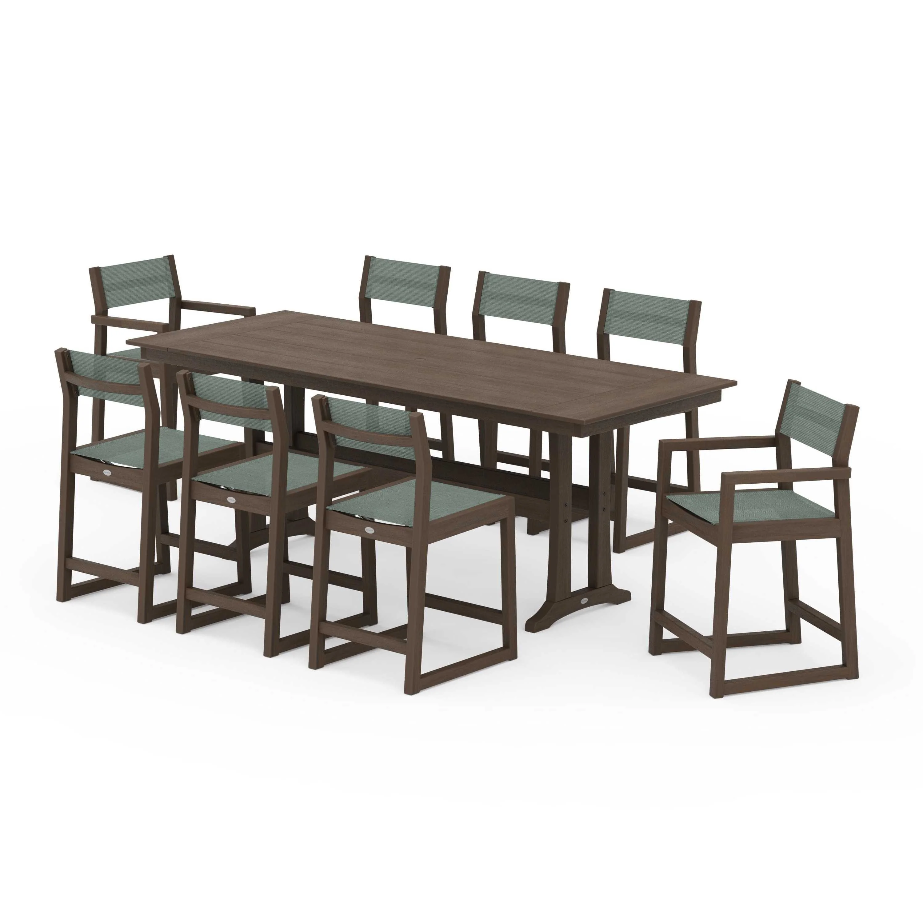 EDGE Sling 9-Piece Farmhouse Counter Set with Trestle Legs - Image 123