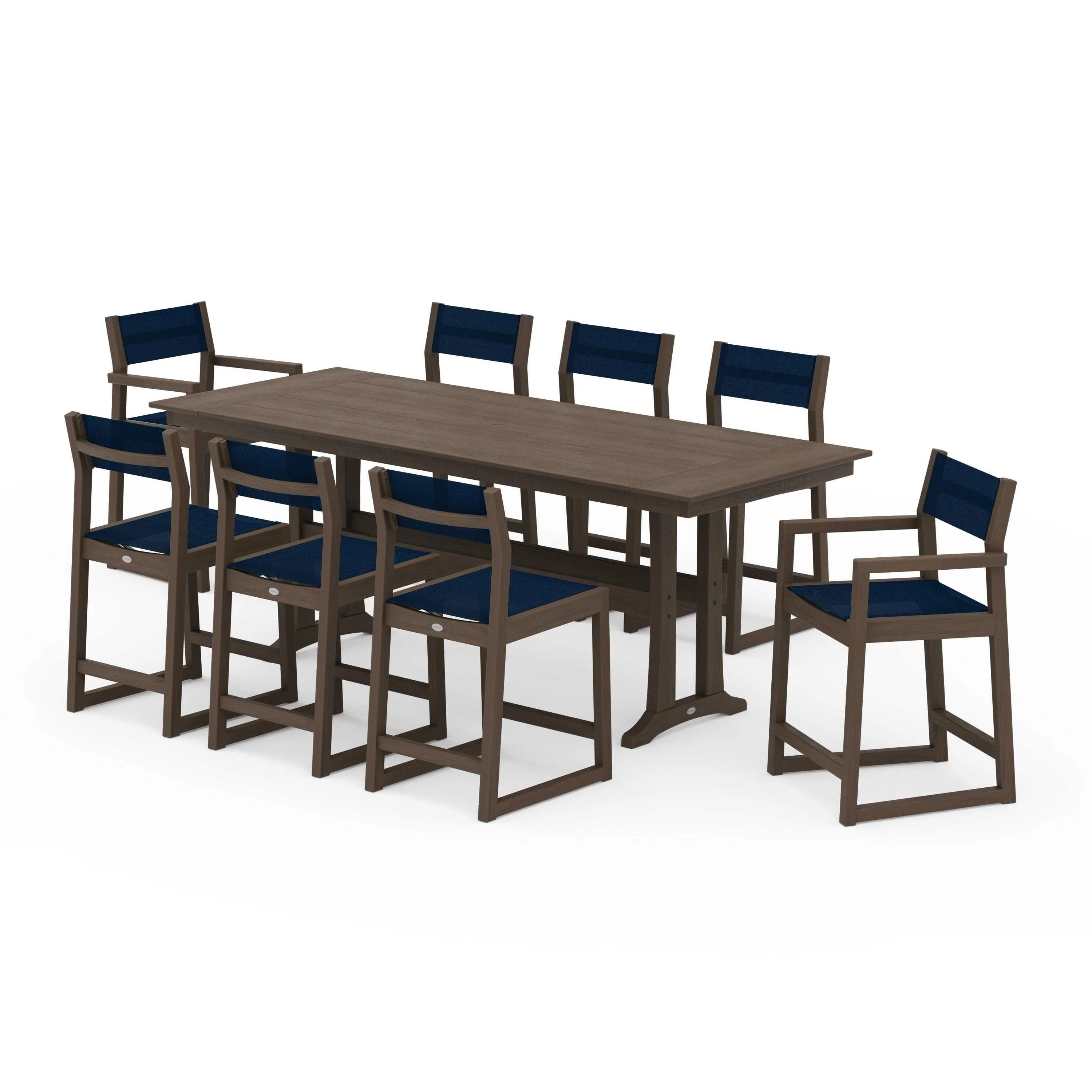 EDGE Sling 9-Piece Farmhouse Counter Set with Trestle Legs - Image 125