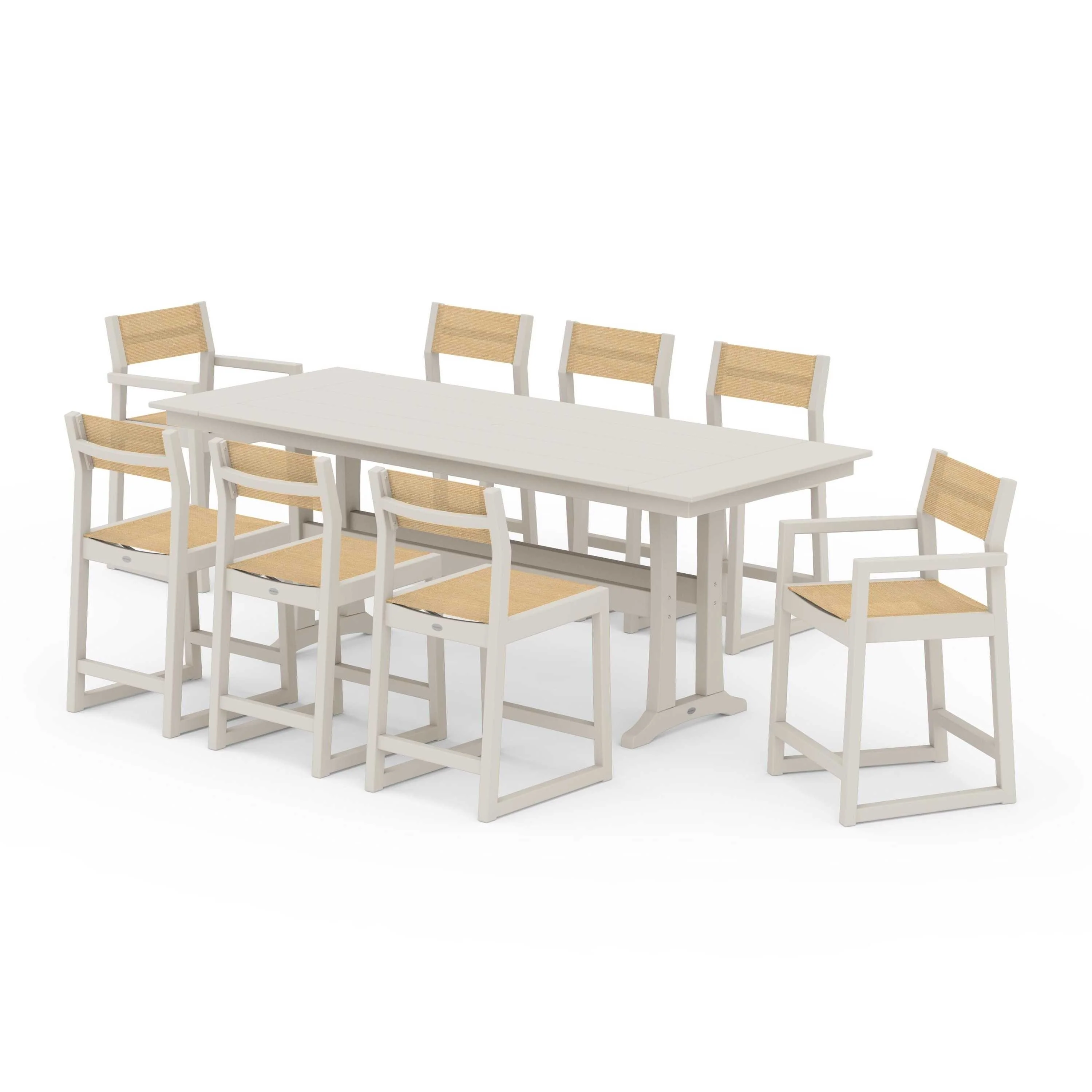 EDGE Sling 9-Piece Farmhouse Counter Set with Trestle Legs - Image 126