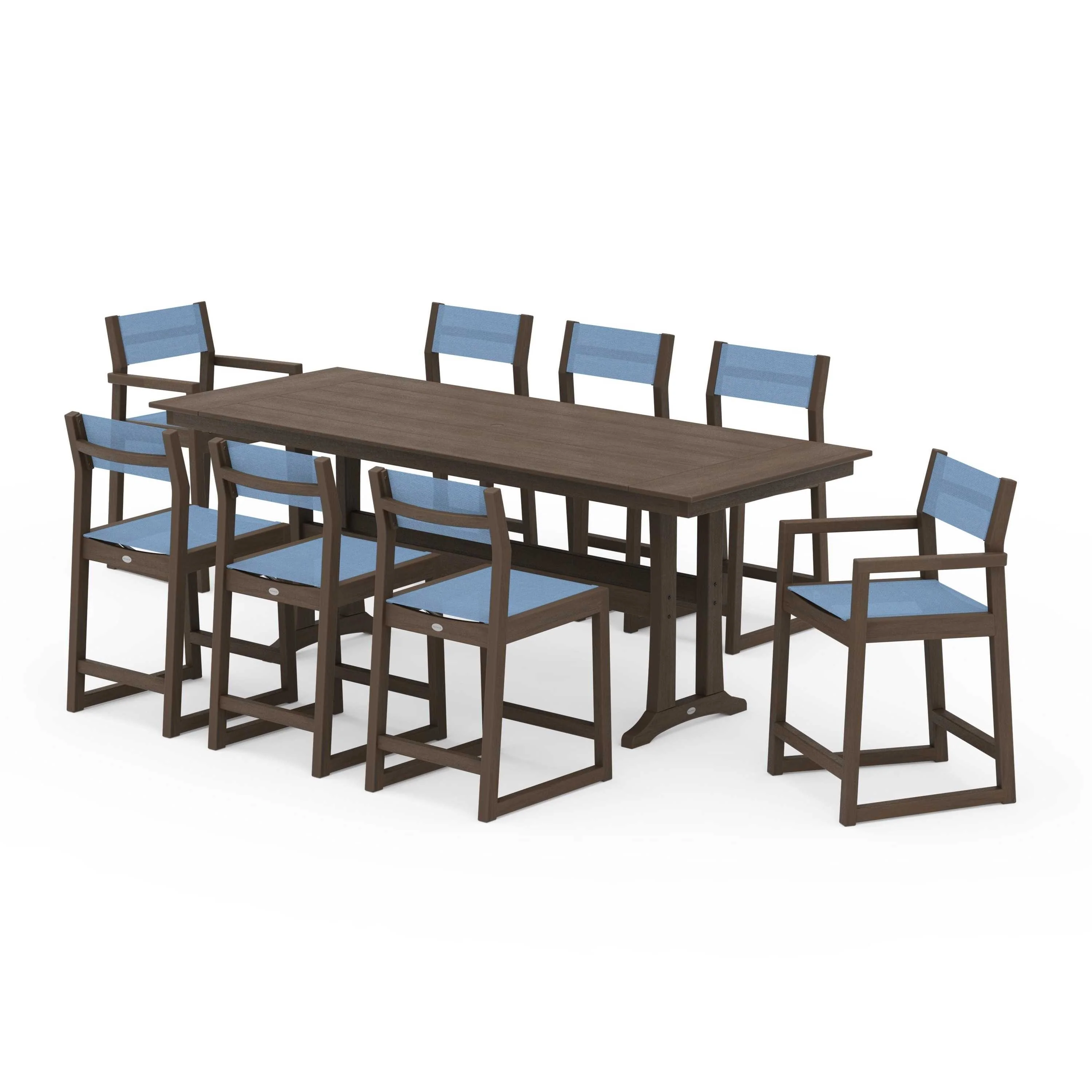 EDGE Sling 9-Piece Farmhouse Counter Set with Trestle Legs - Image 127