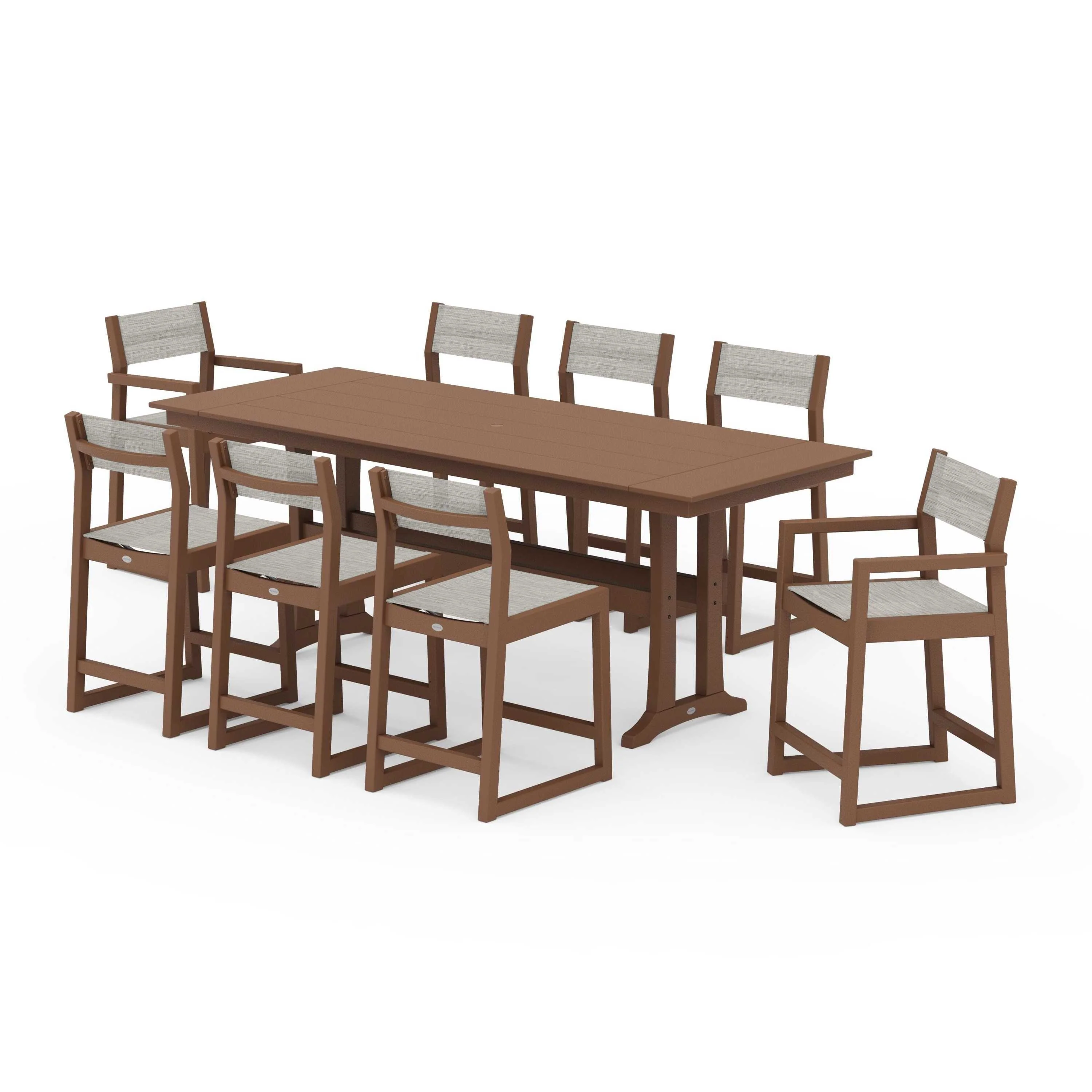 EDGE Sling 9-Piece Farmhouse Counter Set with Trestle Legs - Image 129