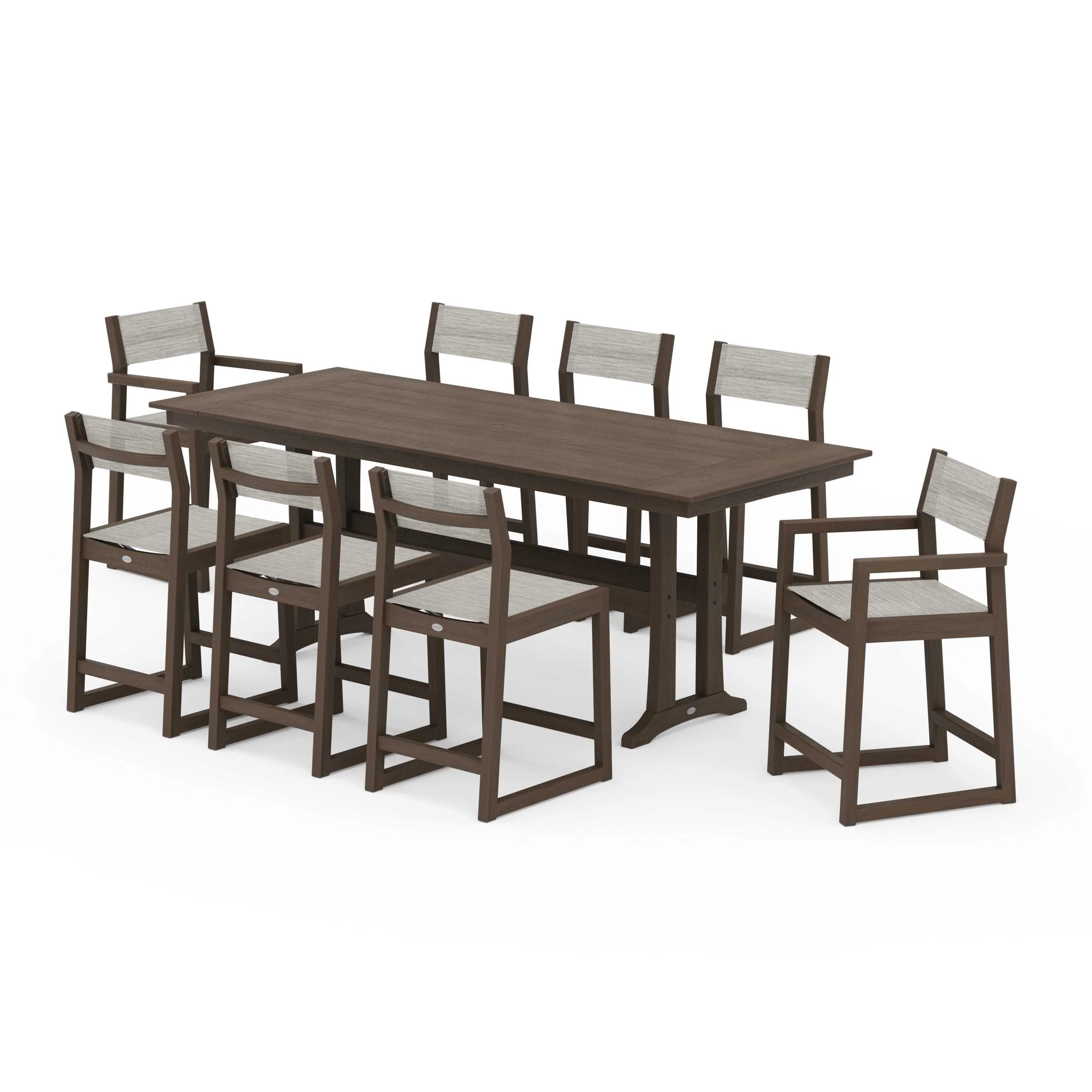 EDGE Sling 9-Piece Farmhouse Counter Set with Trestle Legs - Image 133